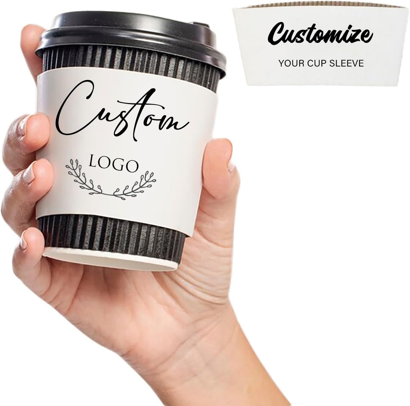 Großhandel individuell bedruckte Kaffeetassenmanschetten, Papiermanschetten für Events, Hochzeit, Babyfeier, Jubiläum, Verlobung (Weiß) 20/30/50/100 Stück, Hersteller für maßgeschneiderte Produktlösungen, Eigenmarke verfügbar