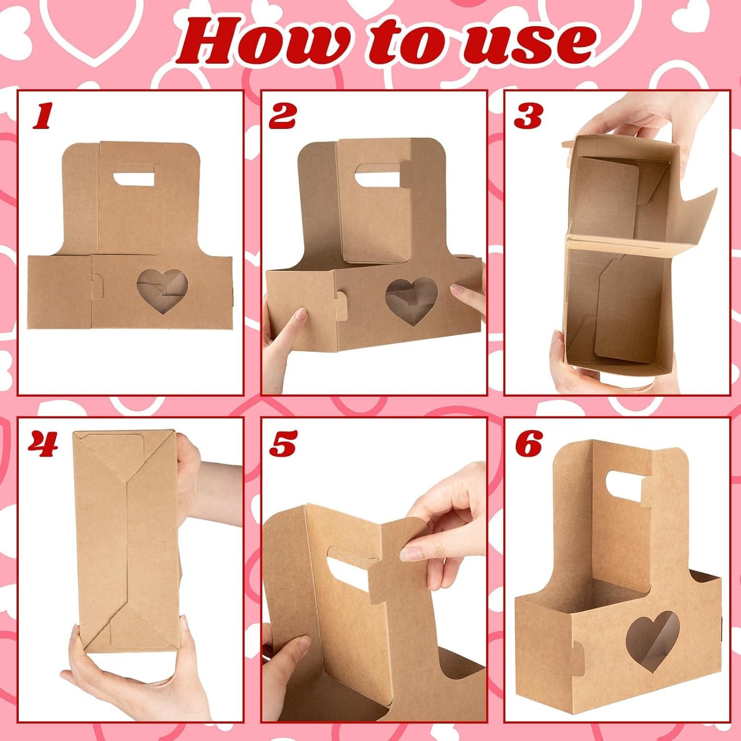 Großhandel 24 Stück Valentinstag 2-Tassen-Tragehilfen mit Griff Papier Blumenstrauß Geschenktüten Einweg Getränke Träger mit Griffen für Geburtstagsfeiern, OEM Individuelles Logo, Hersteller von Kraft Getränketrägern Großhandel 24 Stück Valentinstag 2-Tassen-Tragehilfen mit Griff Papier Blumenstrauß Geschenktüten Einweg Getränke Träger mit Griffen für Geburtstagsfeiern, OEM Individuelles Logo, Hersteller von Kraft Getränketrägern
