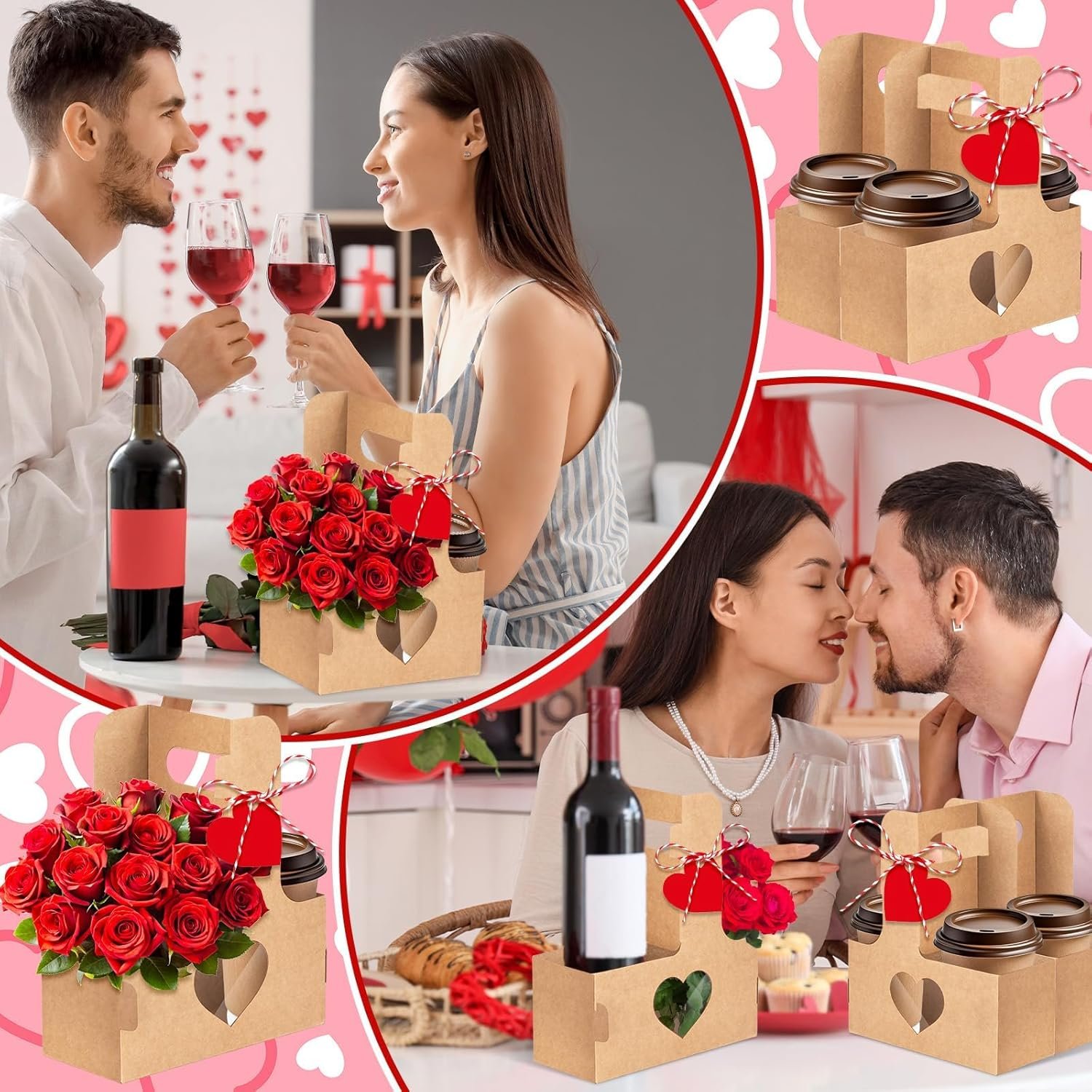 Großhandel 24 Stück Valentinstag 2-Tassen-Tragehilfen mit Griff Papier Blumenstrauß Geschenktüten Einweg Getränke Träger mit Griffen für Geburtstagsfeiern, OEM Individuelles Logo, Hersteller von Kraft Getränketrägern Großhandel 24 Stück Valentinstag 2-Tassen-Tragehilfen mit Griff Papier Blumenstrauß Geschenktüten Einweg Getränke Träger mit Griffen für Geburtstagsfeiern, OEM Individuelles Logo, Hersteller von Kraft Getränketrägern