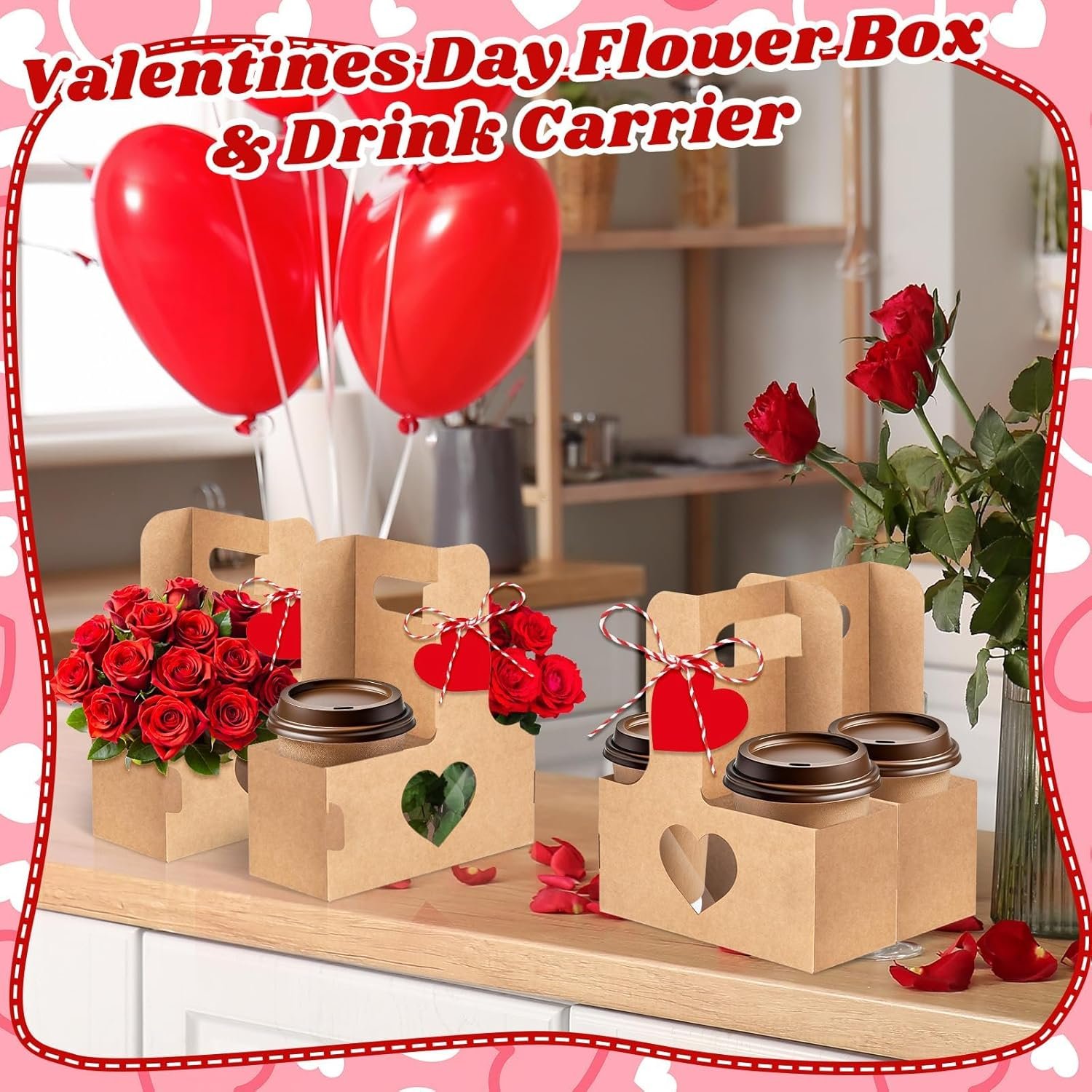 Großhandel 24 Stück Valentinstag 2-Tassen-Tragehilfen mit Griff Papier Blumenstrauß Geschenktüten Einweg Getränke Träger mit Griffen für Geburtstagsfeiern, OEM Individuelles Logo, Hersteller von Kraft Getränketrägern Großhandel 24 Stück Valentinstag 2-Tassen-Tragehilfen mit Griff Papier Blumenstrauß Geschenktüten Einweg Getränke Träger mit Griffen für Geburtstagsfeiern, OEM Individuelles Logo, Hersteller von Kraft Getränketrägern