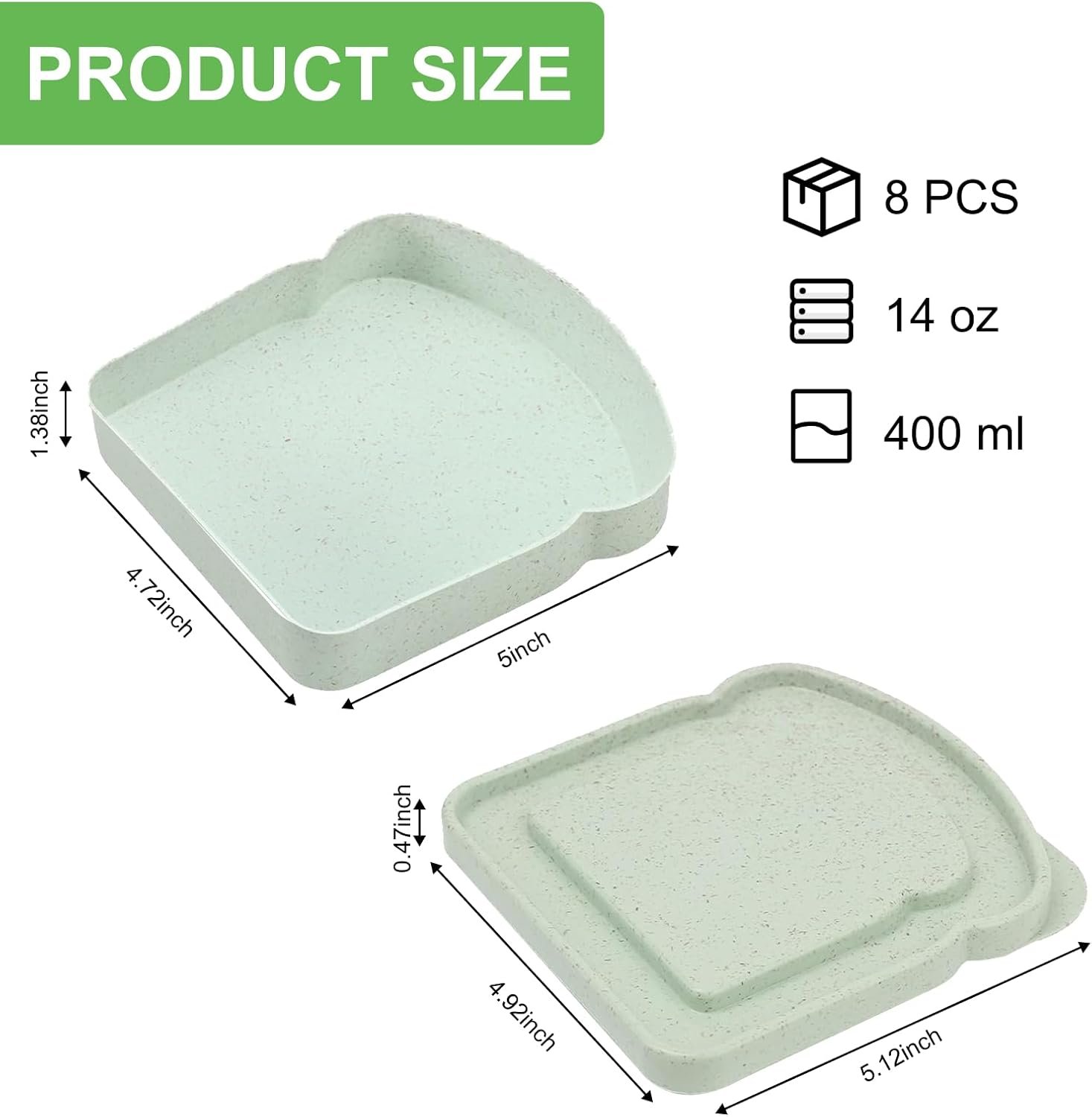 Großhandel 8 Stück Sandwichbehälter für Lunchboxen, 14 Unzen plastik Sandwichdose wiederverwendbar mit Deckel, Lebensmittelaufbewahrungsbehälter für Familie, OEM, Hersteller, Mikrowellen- und spülmaschinenfest.