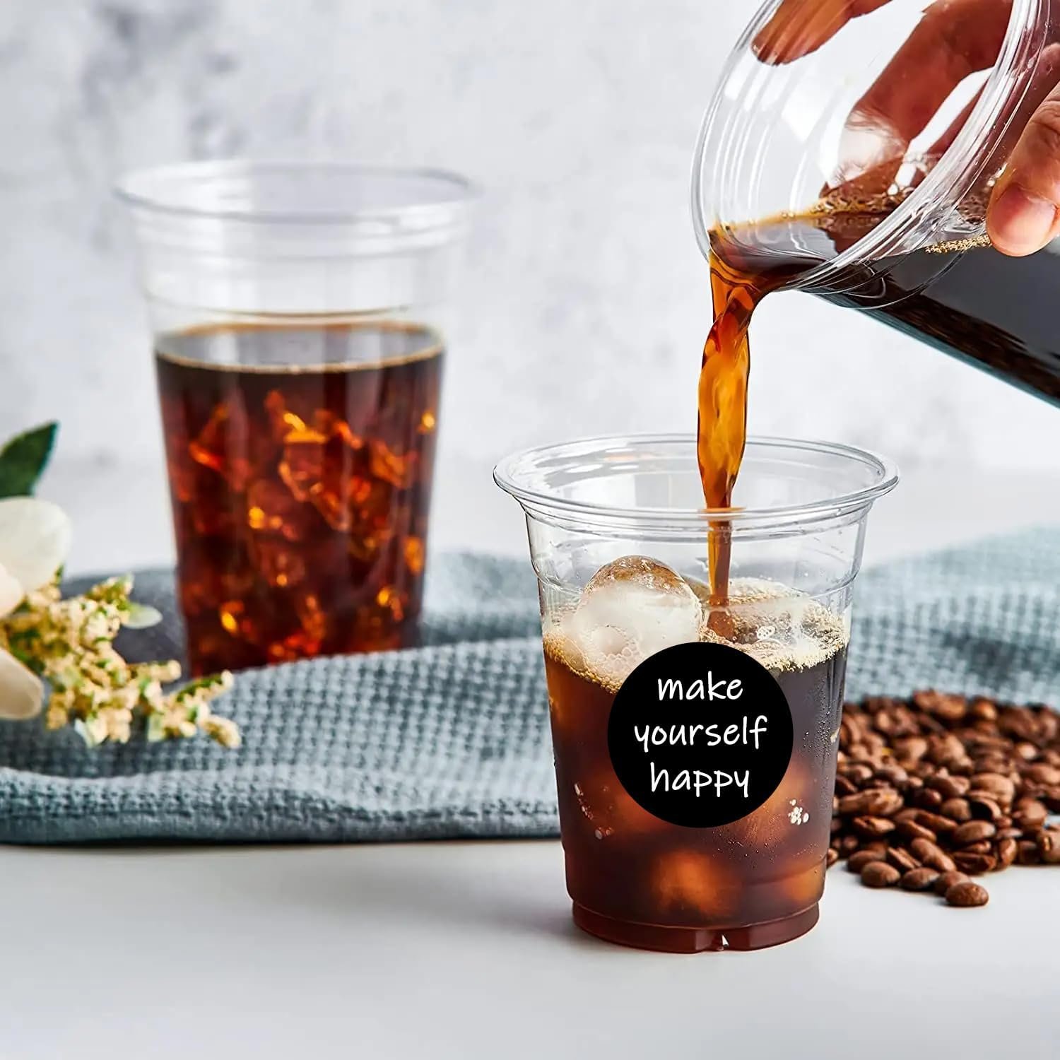 Großhandel individuelle transparente Plastikbecher 12/16/20oz mit Deckeln und Strohhalmen, personalisierte Aufkleber für Getränke, geeignet für Hochzeiten, Partys und geschäftliche Anlässe (16oz (500ml)), OEM Hersteller