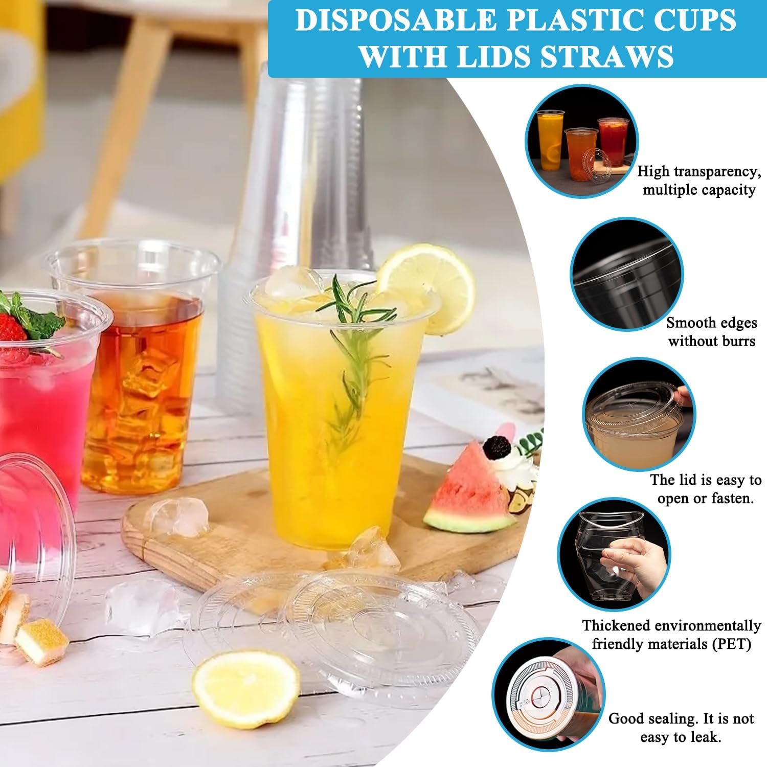 Großhandel individuelle transparente Plastikbecher 12/16/20oz mit Deckeln und Strohhalmen, personalisierte Aufkleber für Getränke, geeignet für Hochzeiten, Partys und geschäftliche Anlässe (16oz (500ml)), OEM Hersteller