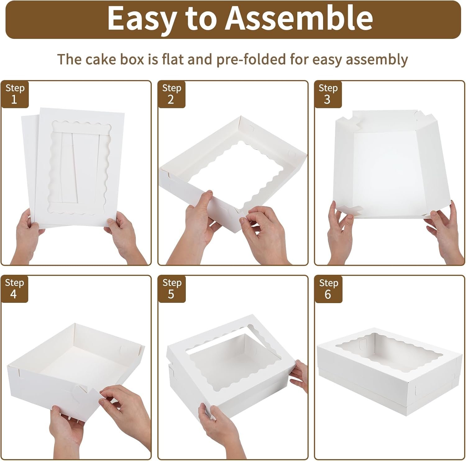 Großhandel 20 Stück 14x10x4 Zoll Bäcker-Boxen, weiße Viertel-Bäckerei-Boxen mit Fenster für Kuchen, Gebäck, Donuts, Cupcakes und Tortenverpackungen, individuell bedruckbar, vom Hersteller in Großmenge erhältlich.