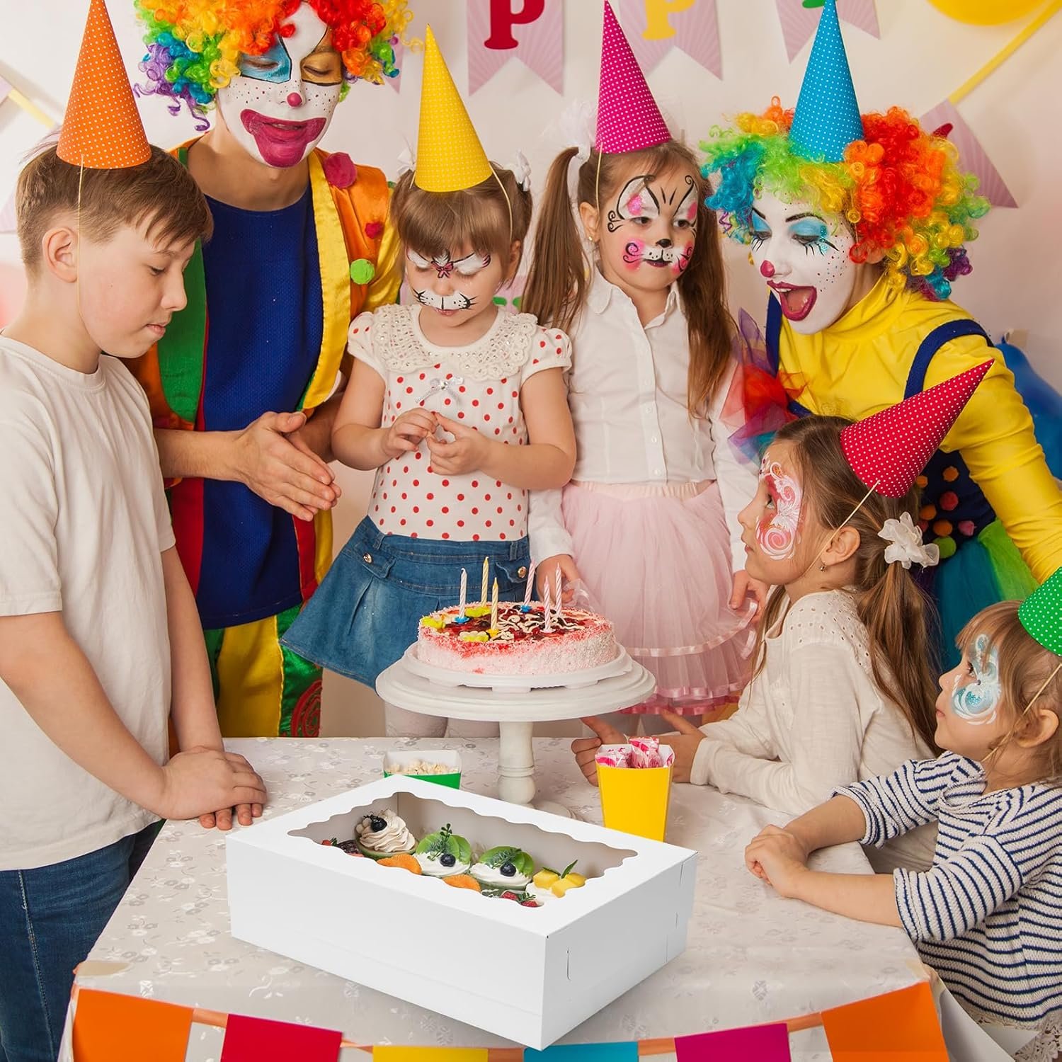 Großhandel 20 Stück 14x10x4 Zoll Bäcker-Boxen, weiße Viertel-Bäckerei-Boxen mit Fenster für Kuchen, Gebäck, Donuts, Cupcakes und Tortenverpackungen, individuell bedruckbar, vom Hersteller in Großmenge erhältlich.