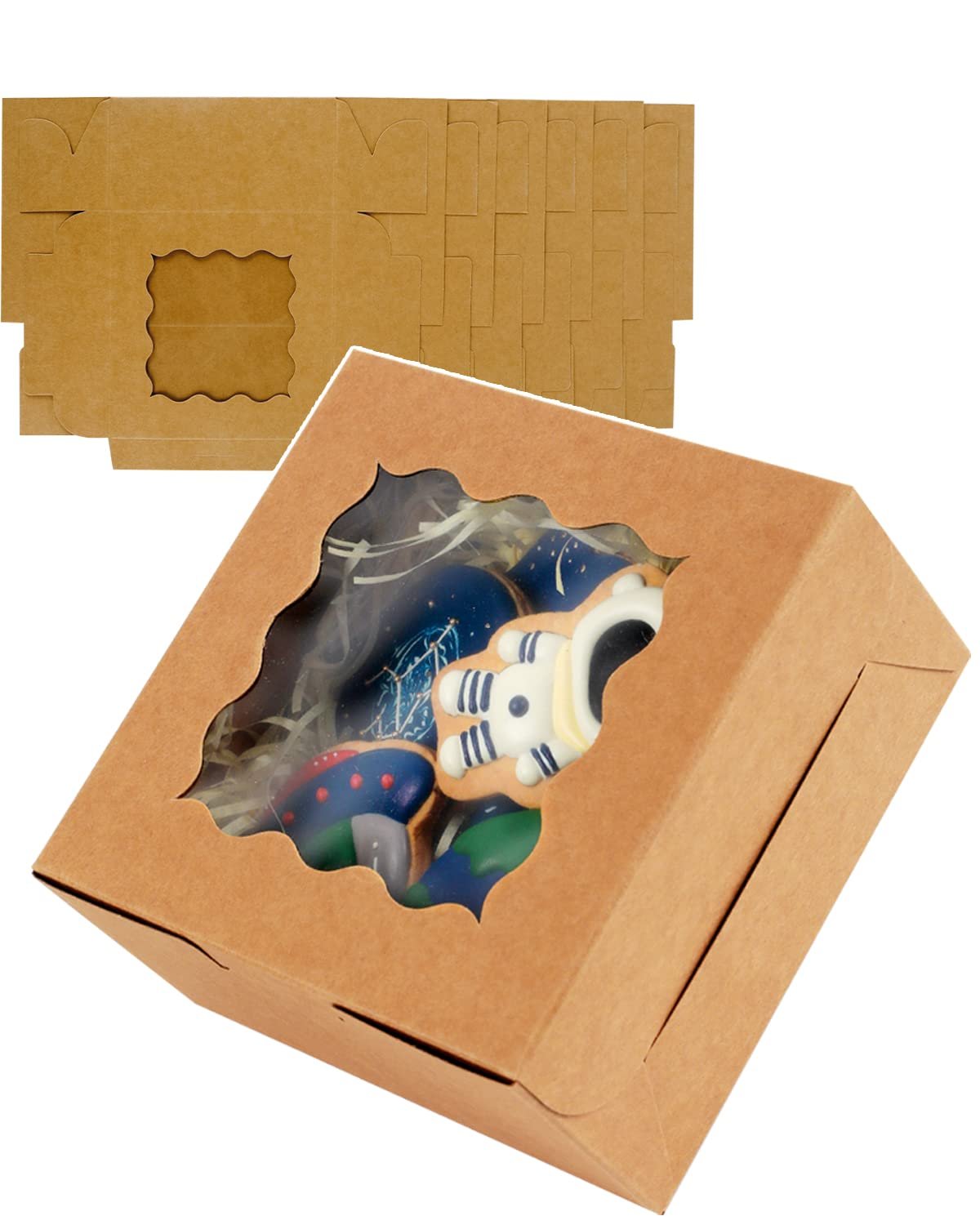 Großhandel Kraftpapier-Keksschachteln mit Fenster, 100 Stück, 6x6x3, für Cookies, Gebäck, Cupcakes, Kuchen, Donuts, Individuelles Logo, Hersteller. Großhandel Kraftpapier-Keksschachteln mit Fenster, 100 Stück, 6x6x3, für Cookies, Gebäck, Cupcakes, Kuchen, Donuts, Individuelles Logo, Hersteller.