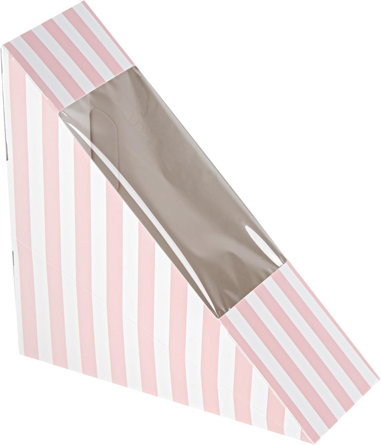 Großhandel 200 kleine Sandwich-Papierboxen, 4,8 x 2 Zoll, mit Fenster, rosa und weiße, gestreifte, fettdichte Sandwich-Behälter - individuelles Logo, OEM.