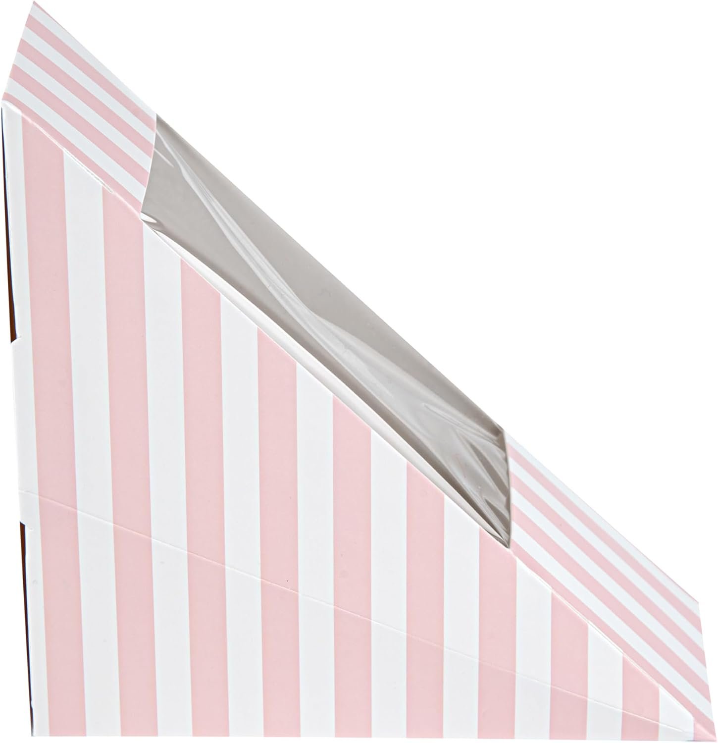 Großhandel 200 kleine Sandwich-Papierboxen, 4,8 x 2 Zoll, mit Fenster, rosa und weiße, gestreifte, fettdichte Sandwich-Behälter - individuelles Logo, OEM.