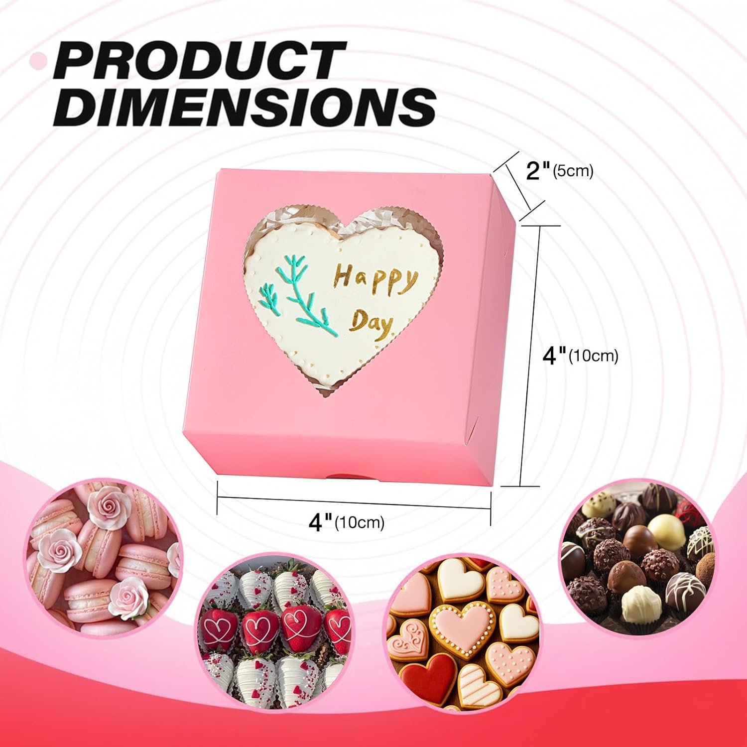 Großhandel 48Pack Mini Backschachteln 4x4x2 mit herzförmigem Fenster für Kekse, Kuchen und Pralinen - Individuelles Logo für Valentinstag Geschenke von Hersteller.