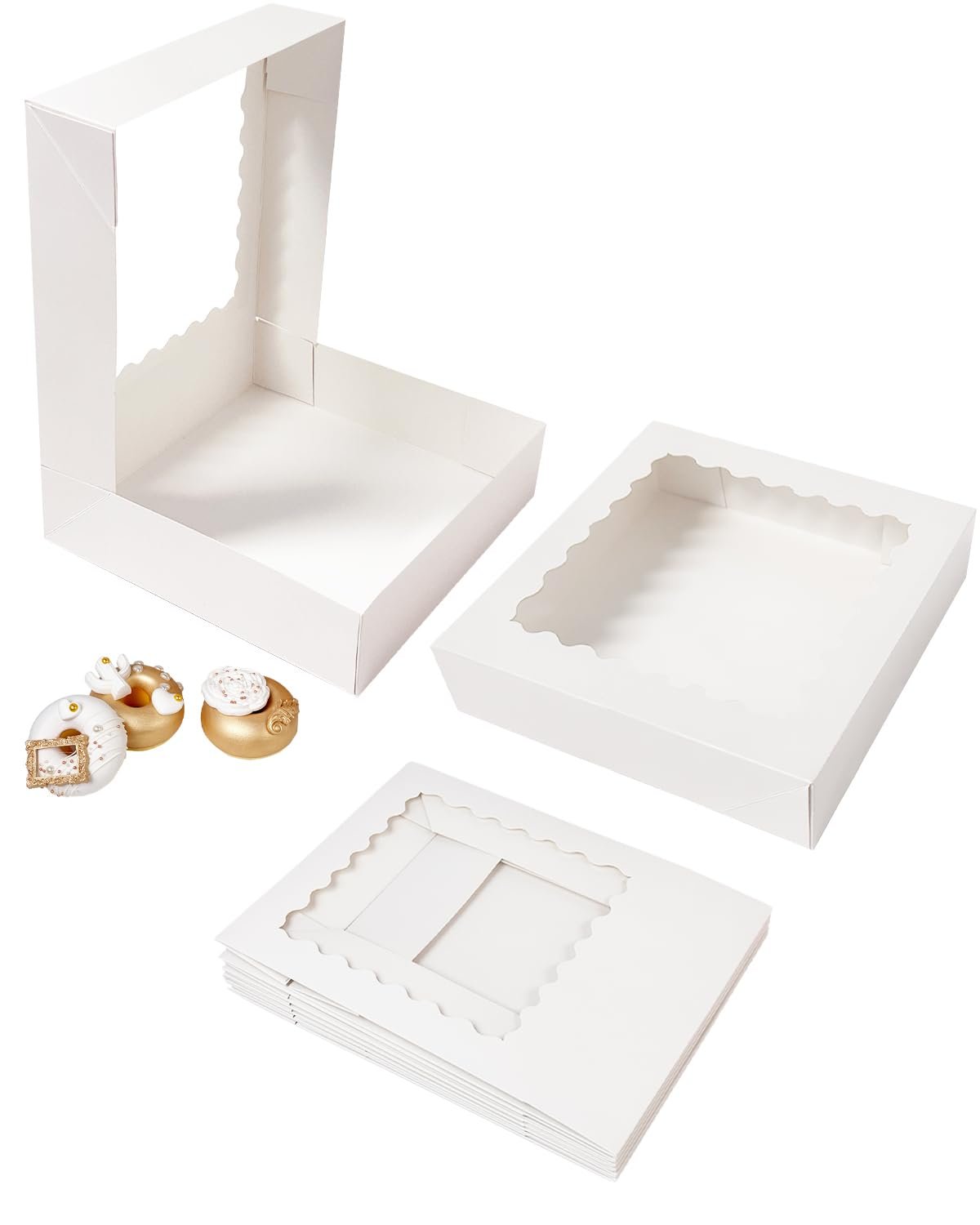 Großhandel 36 Stück Weiße Pie Boxen 9x9x2,5 Zoll Einfaches Zusammenbauen Makronen Keksboxen mit Fenster für Bäckerei, Hersteller für individuelle Logos und Eigenmarken.