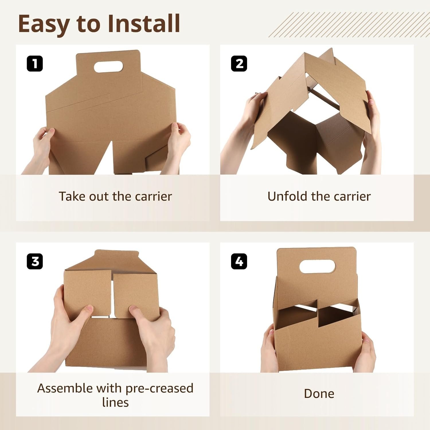 Großhandel 50 Sets 4 Becher Getränketräger mit Griff, Karton Einweg Becherhalter, OEM Kaffeebecherhalter mit Karten und Seilen, Bulk Takeout Getränketräger für kalte und heiße Getränke Großhandel 50 Sets 4 Becher Getränketräger mit Griff, Karton Einweg Becherhalter, OEM Kaffeebecherhalter mit Karten und Seilen, Bulk Takeout Getränketräger für kalte und heiße Getränke