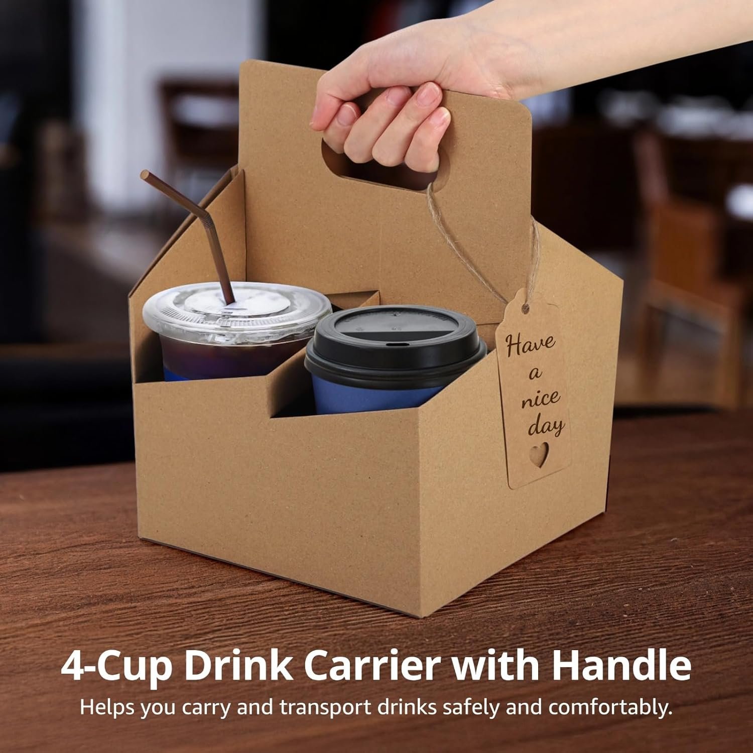 Großhandel 50 Sets 4 Becher Getränketräger mit Griff, Karton Einweg Becherhalter, OEM Kaffeebecherhalter mit Karten und Seilen, Bulk Takeout Getränketräger für kalte und heiße Getränke Großhandel 50 Sets 4 Becher Getränketräger mit Griff, Karton Einweg Becherhalter, OEM Kaffeebecherhalter mit Karten und Seilen, Bulk Takeout Getränketräger für kalte und heiße Getränke