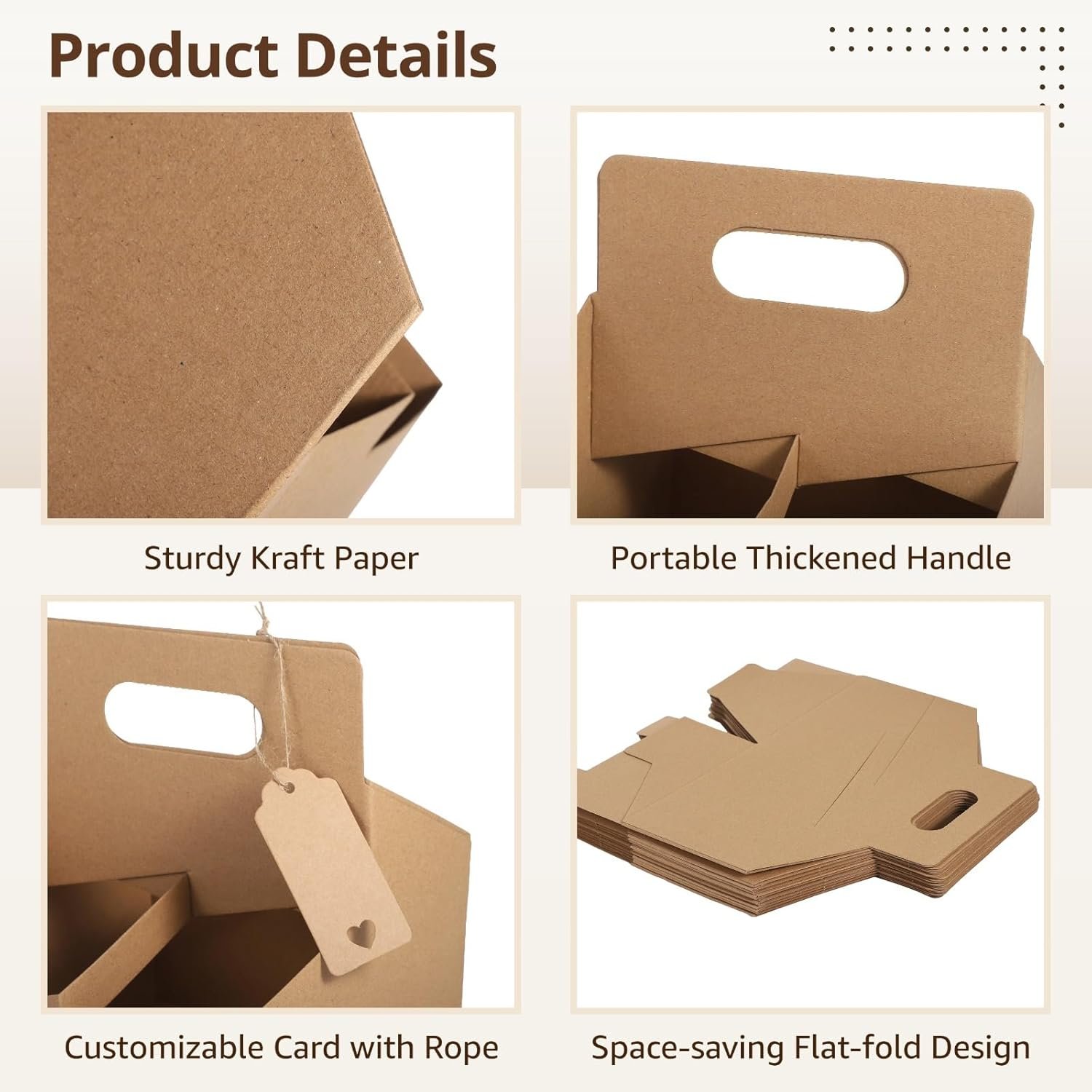 Großhandel 50 Sets 4 Becher Getränketräger mit Griff, Karton Einweg Becherhalter, OEM Kaffeebecherhalter mit Karten und Seilen, Bulk Takeout Getränketräger für kalte und heiße Getränke Großhandel 50 Sets 4 Becher Getränketräger mit Griff, Karton Einweg Becherhalter, OEM Kaffeebecherhalter mit Karten und Seilen, Bulk Takeout Getränketräger für kalte und heiße Getränke