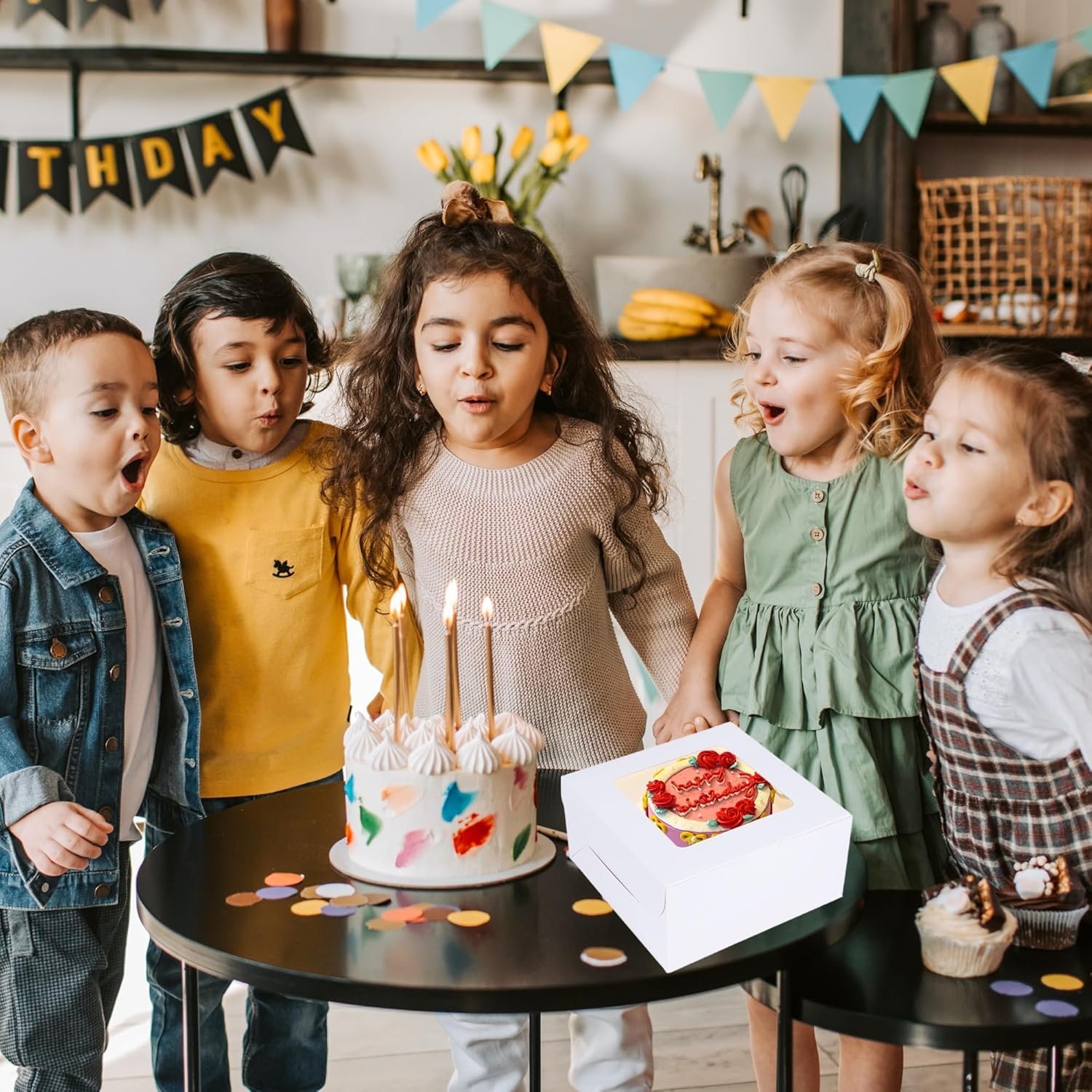 Großhandel 10x10x5 Zoll Kuchenbox mit Fenster und Kuchenboards (60 Stück: 30 Boxen und 30 Boards) OEM für Kuchen, Dessert, Keks, Geburtstag, Party, Hochzeit bei zuverlässigen Herstellern.