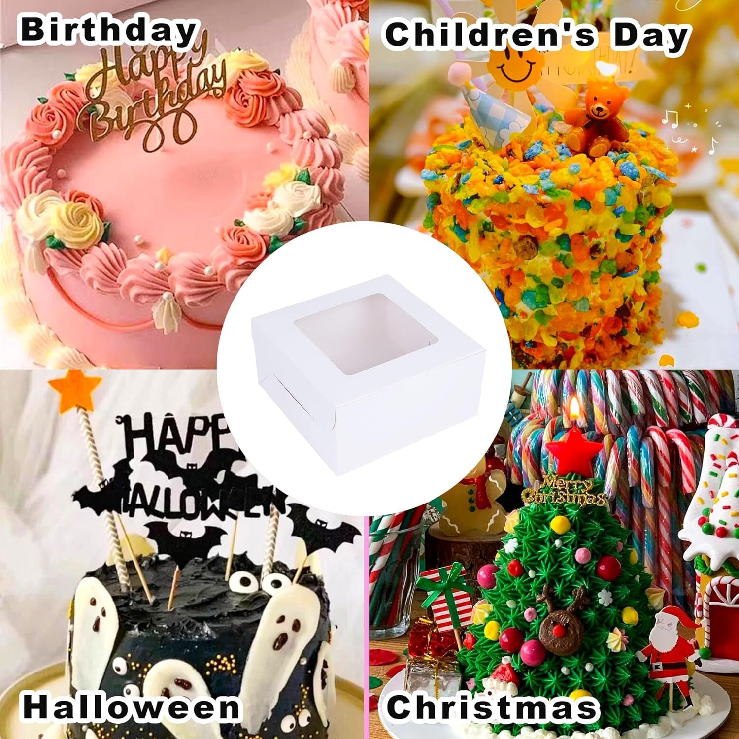 Großhandel 10x10x5 Zoll Kuchenbox mit Fenster und Kuchenboards (60 Stück: 30 Boxen und 30 Boards) OEM für Kuchen, Dessert, Keks, Geburtstag, Party, Hochzeit bei zuverlässigen Herstellern.