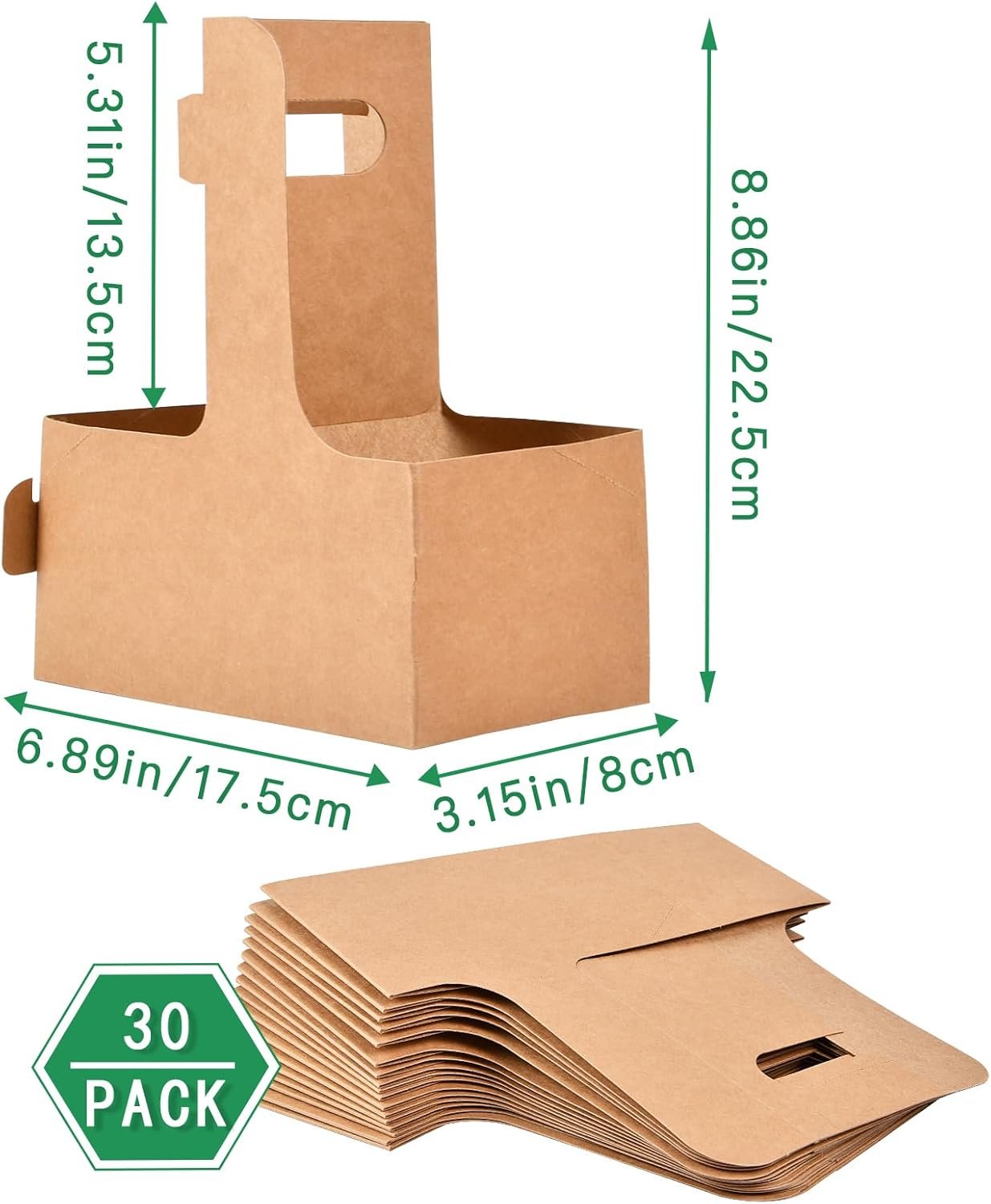 Großhandel 2er Einweg Getränke-Träger mit Griff, Kraftpapier Becherhalter für heiße und kalte Getränke, OEM Kaffeebecher Halter für Essenslieferdienst (20, Kraft)