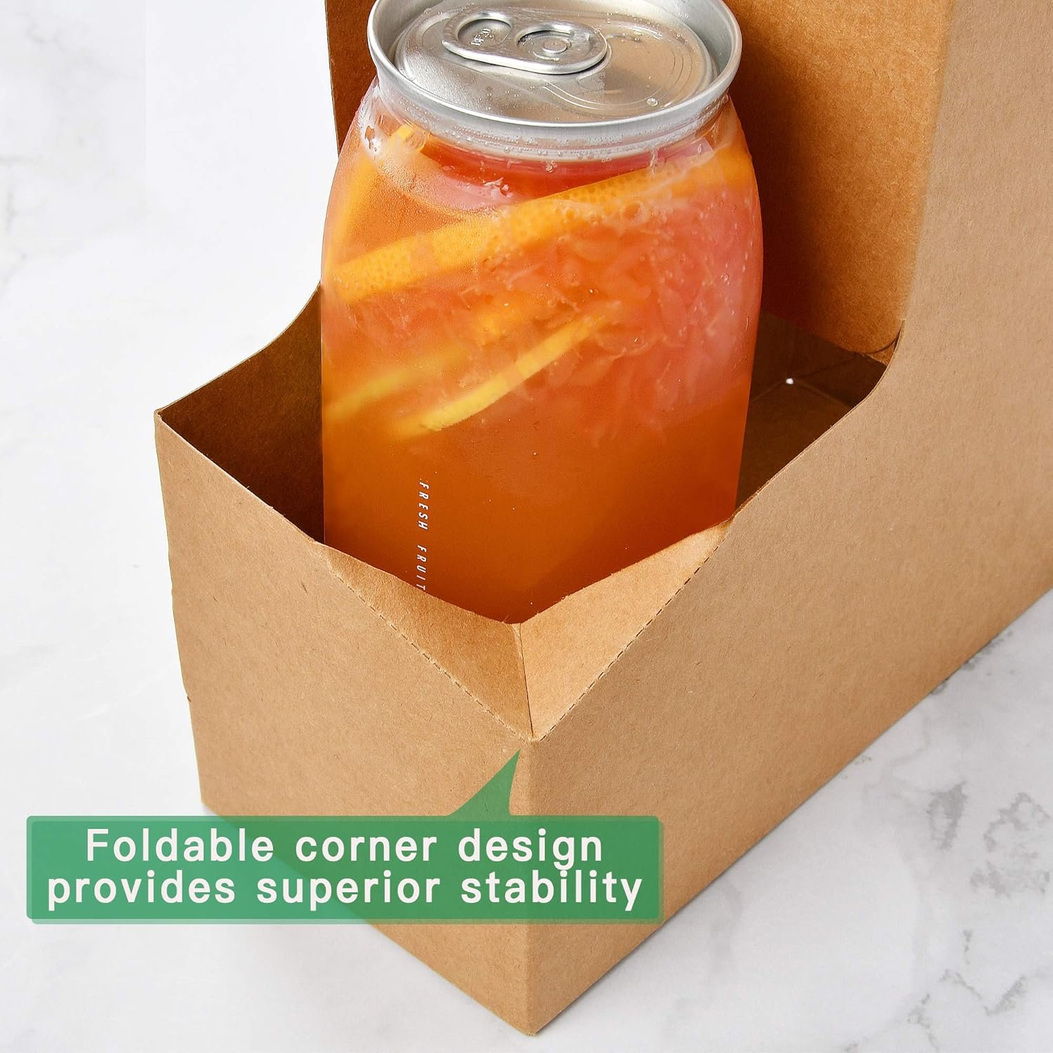 Großhandel 2er Einweg Getränke-Träger mit Griff, Kraftpapier Becherhalter für heiße und kalte Getränke, OEM Kaffeebecher Halter für Essenslieferdienst (20, Kraft)