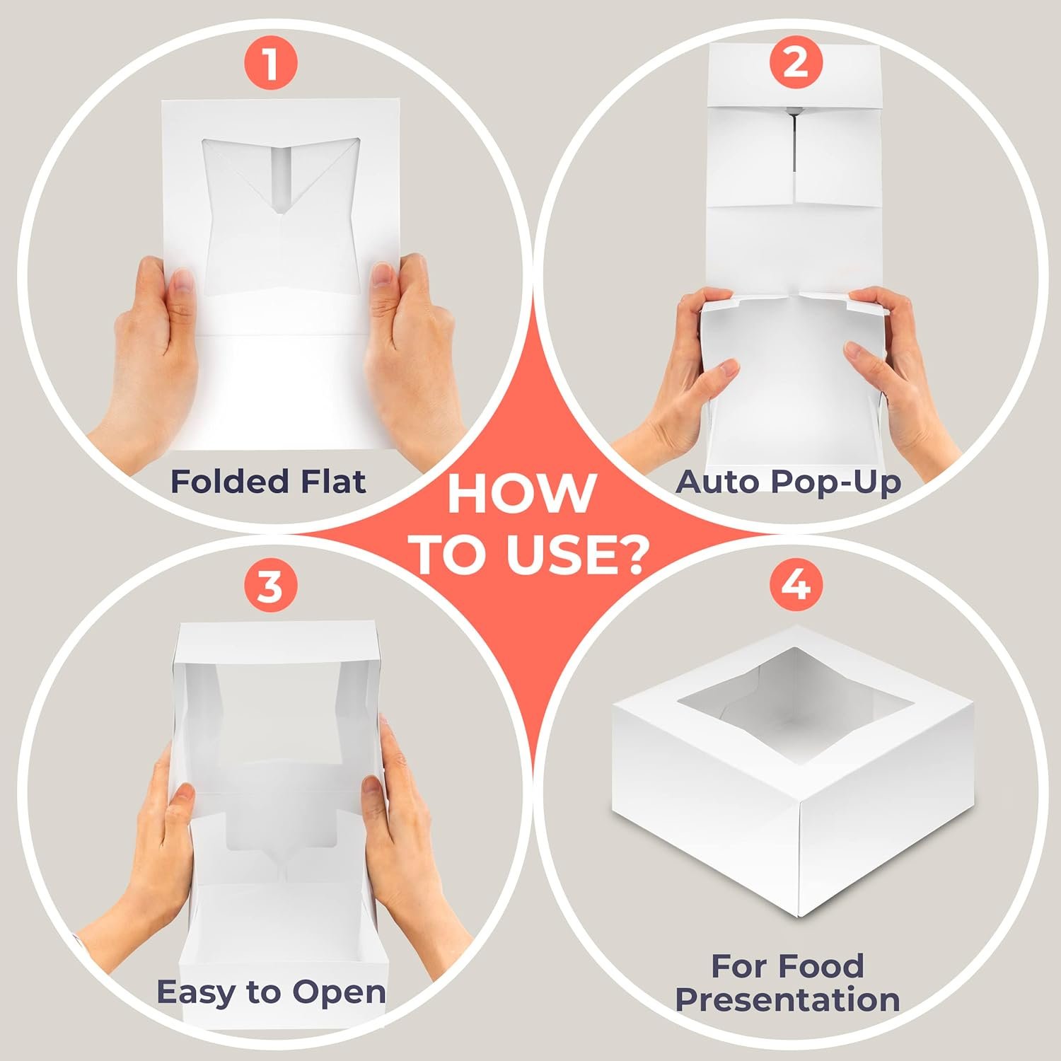 Großhandel 25er Packung mit Fenster 6x6x3 Auto-Popup Backschachteln für Kekse, Muffins und Gebäck, individuelles Logo, Charcuterie Box für Valentinstag und Weihnachten, OEM Kartonverpackung