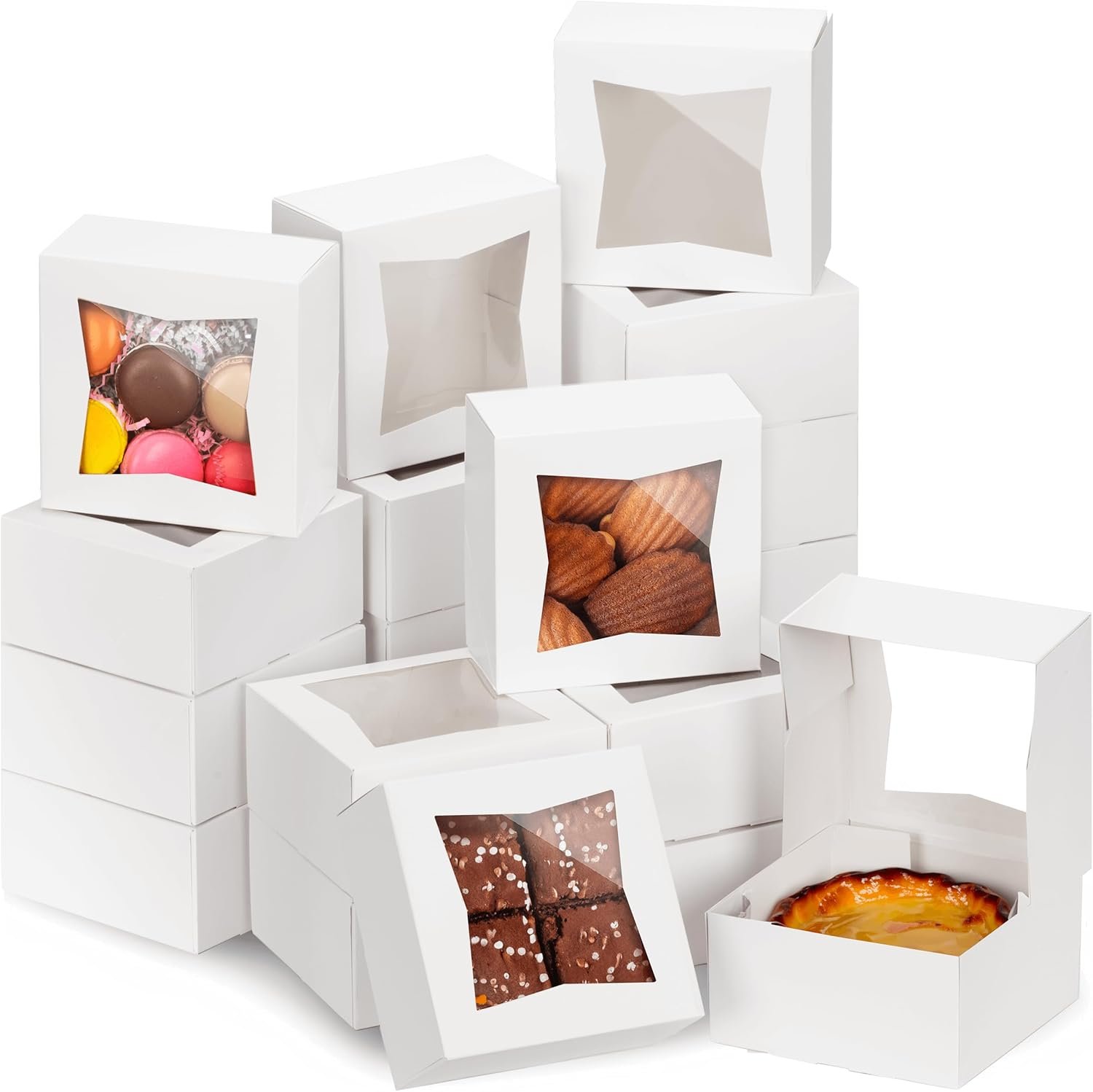 Großhandel 25er Packung mit Fenster 6x6x3 Auto-Popup Backschachteln für Kekse, Muffins und Gebäck, individuelles Logo, Charcuterie Box für Valentinstag und Weihnachten, OEM Kartonverpackung