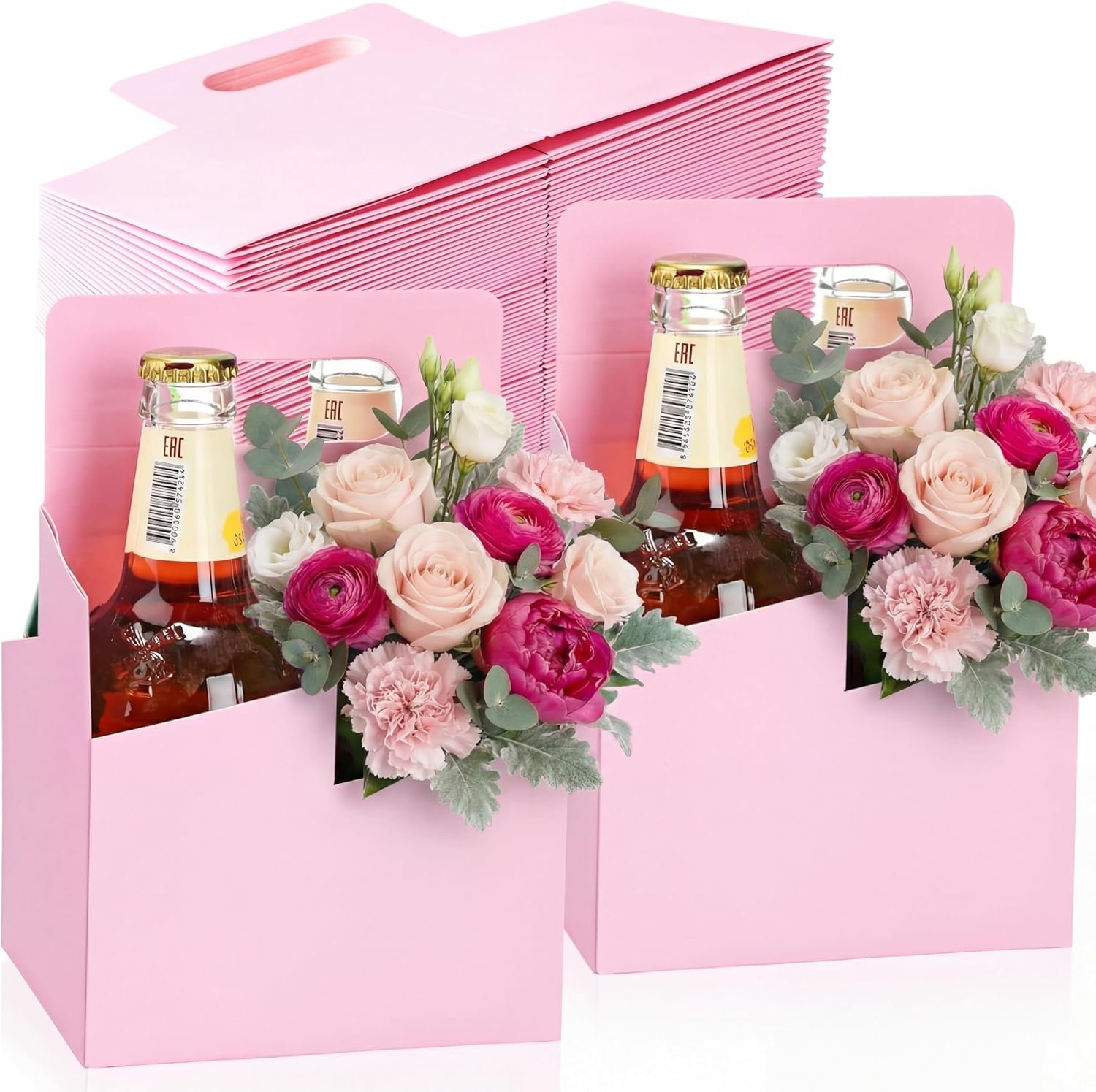 Großhandel 50 Stück 4 Becher Träger mit Griff, Kraftpapier Bierträger, Einweg Getränketräger für heiße oder kalte Getränke, 12-16 oz Flaschenhalter für Lebensmittellieferungen – Individuelles Logo, OEM Hersteller