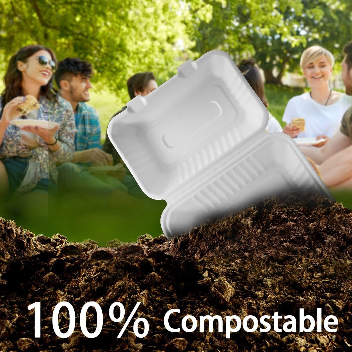 Großhandel 9x6 Zoll schwere Clamshell Take-Out-Behälter, kompostierbare Bagasse Lebensmittelboxen mit Deckeln, OEM-fähige Einweg-To-Go-Behälter für Lunch, Salat, Meal Prep 【75 Pack】 Großhandel 9x6 Zoll schwere Clamshell Take-Out-Behälter, kompostierbare Bagasse Lebensmittelboxen mit Deckeln, OEM-fähige Einweg-To-Go-Behälter für Lunch, Salat, Meal Prep 【75 Pack】