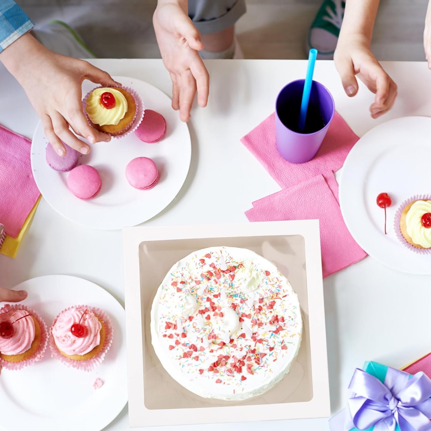 Großhandel 20 Stück Kuchenboxen mit Fenster und Kuchenböden 12x12x6 Zoll für Geschenke, Individuelles Logo, Hersteller.