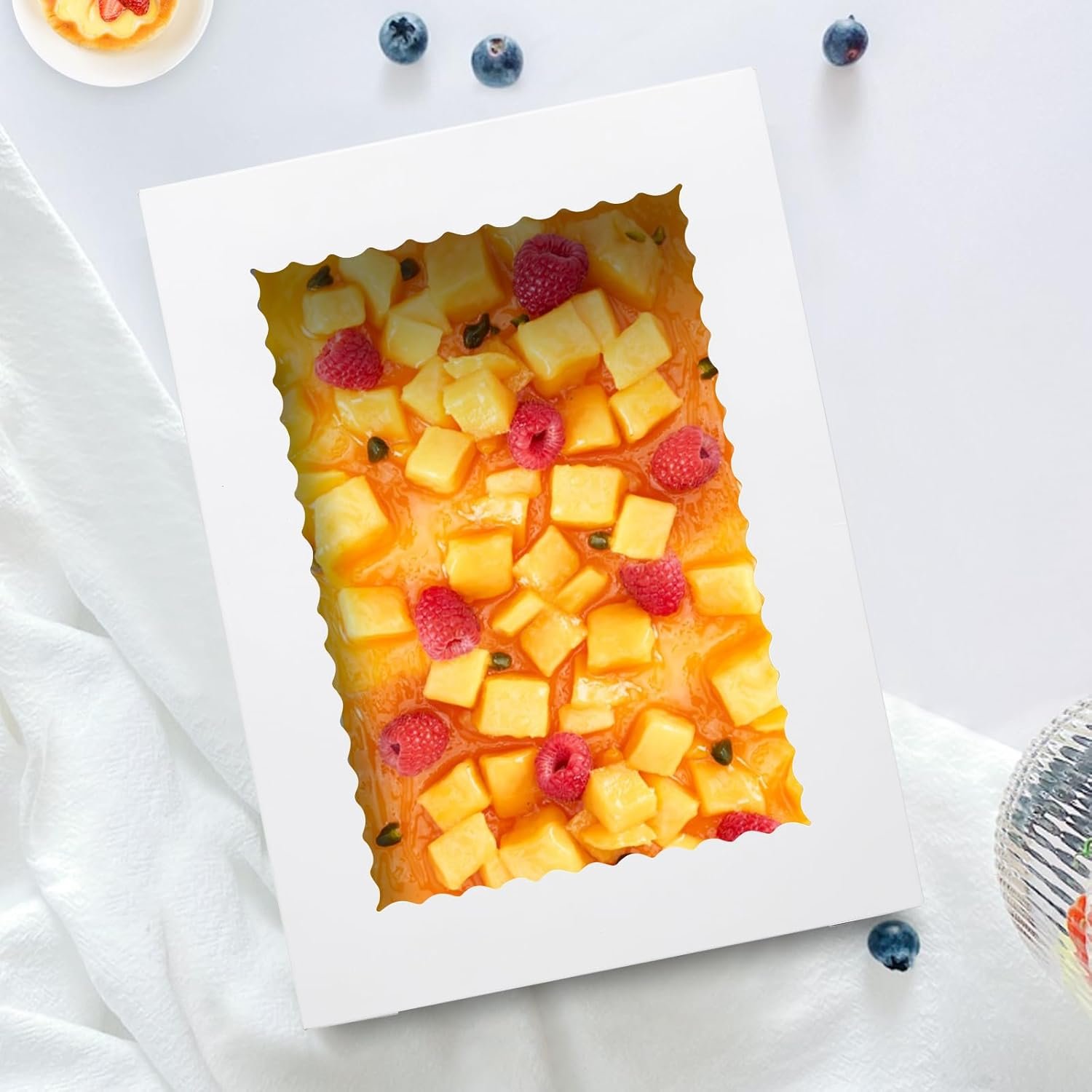 Großhandel 25 Stück 14x10x4 Rechteckige Kuchenboxen mit Fenster - Verpackungen für Donuts, Kekse, Cupcakes, Pâtisserie und Torten als individuelle Lösung von einem Hersteller in Großmenge.