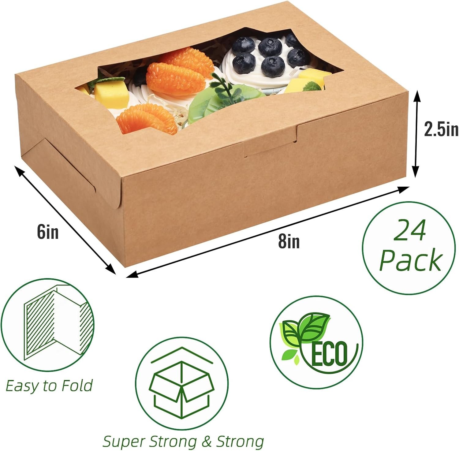 Großhandel 24 Stück 8x6x2,5 Zoll Kuchenschachteln, Pastry Box mit 3 Fensterdesigns, für Süßigkeiten, Muffins und Donuts, Individuelles Logo möglich, vom Hersteller in Großmenge erhältlich. Großhandel 24 Stück 8x6x2,5 Zoll Kuchenschachteln, Pastry Box mit 3 Fensterdesigns, für Süßigkeiten, Muffins und Donuts, Individuelles Logo möglich, vom Hersteller in Großmenge erhältlich.