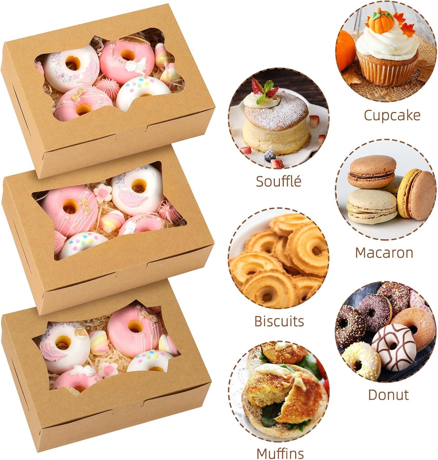 Großhandel 24 Stück 8x6x2,5 Zoll Kuchenschachteln, Pastry Box mit 3 Fensterdesigns, für Süßigkeiten, Muffins und Donuts, Individuelles Logo möglich, vom Hersteller in Großmenge erhältlich. Großhandel 24 Stück 8x6x2,5 Zoll Kuchenschachteln, Pastry Box mit 3 Fensterdesigns, für Süßigkeiten, Muffins und Donuts, Individuelles Logo möglich, vom Hersteller in Großmenge erhältlich.