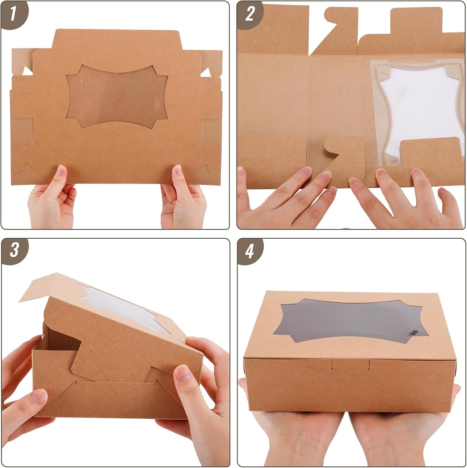 Großhandel 24 Stück 8x6x2,5 Zoll Kuchenschachteln, Pastry Box mit 3 Fensterdesigns, für Süßigkeiten, Muffins und Donuts, Individuelles Logo möglich, vom Hersteller in Großmenge erhältlich. Großhandel 24 Stück 8x6x2,5 Zoll Kuchenschachteln, Pastry Box mit 3 Fensterdesigns, für Süßigkeiten, Muffins und Donuts, Individuelles Logo möglich, vom Hersteller in Großmenge erhältlich.