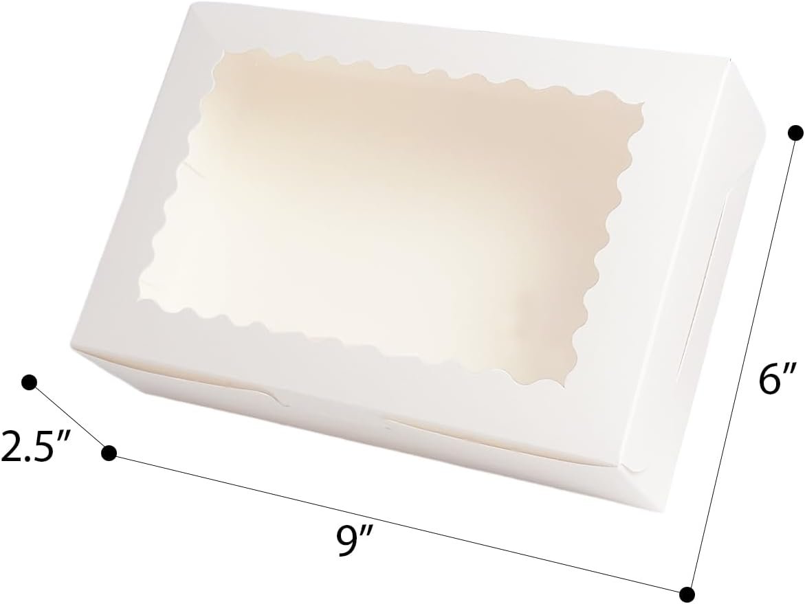 Großhandel 50 Stück weiße Cookie Box mit Fenster 9x6x2,5 Zoll für die Verpackung von Macarons, individuelles Logo, OEM verfügbar.