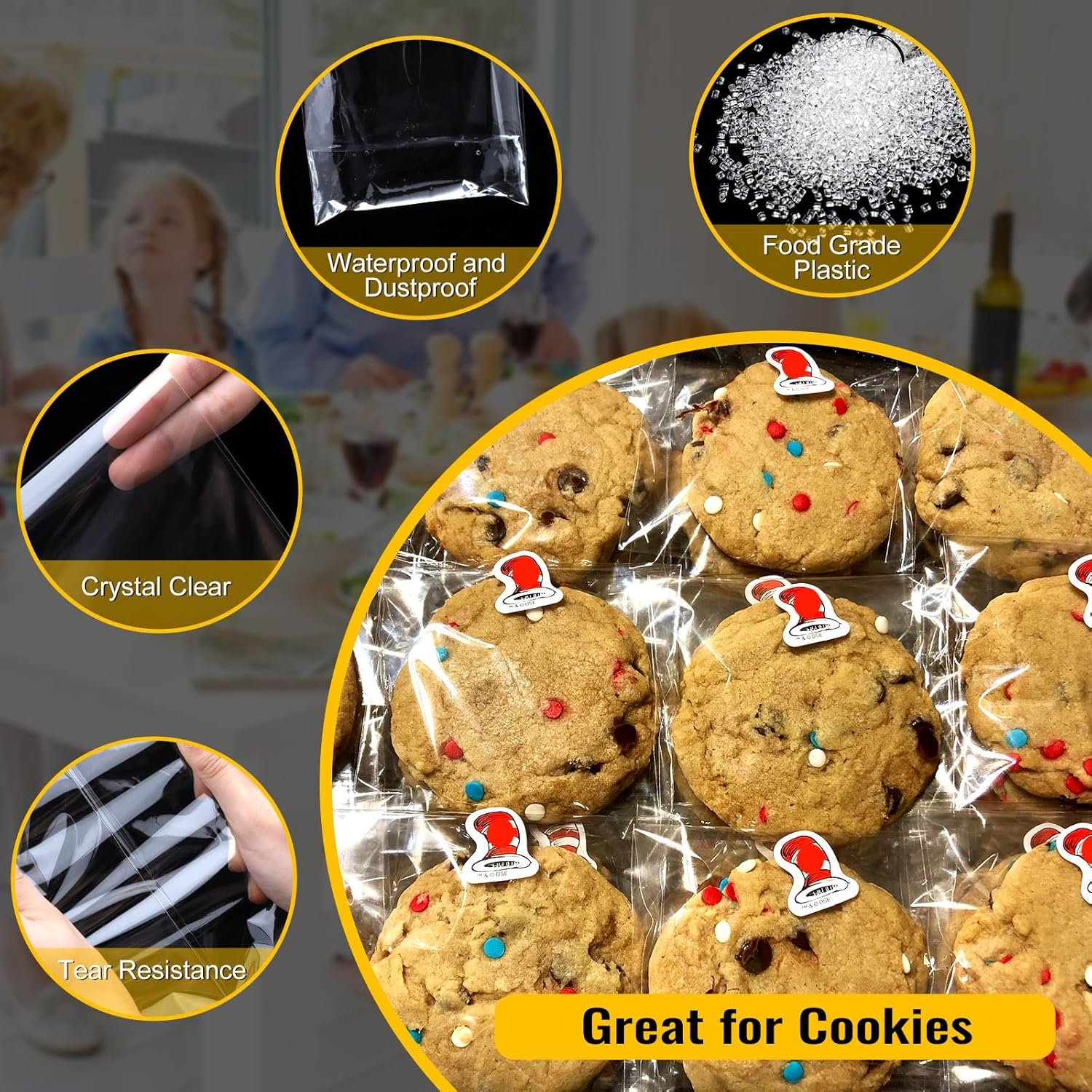 Großhandel 200 Stück Klarsicht-Cello-Tüten 5x7 Zoll selbstklebende Cookie-Tüten, Snack-Goodie-Verpackung, Eigenmarke, nachfüllbare Kunststoffgeschenkbeutel, Hersteller