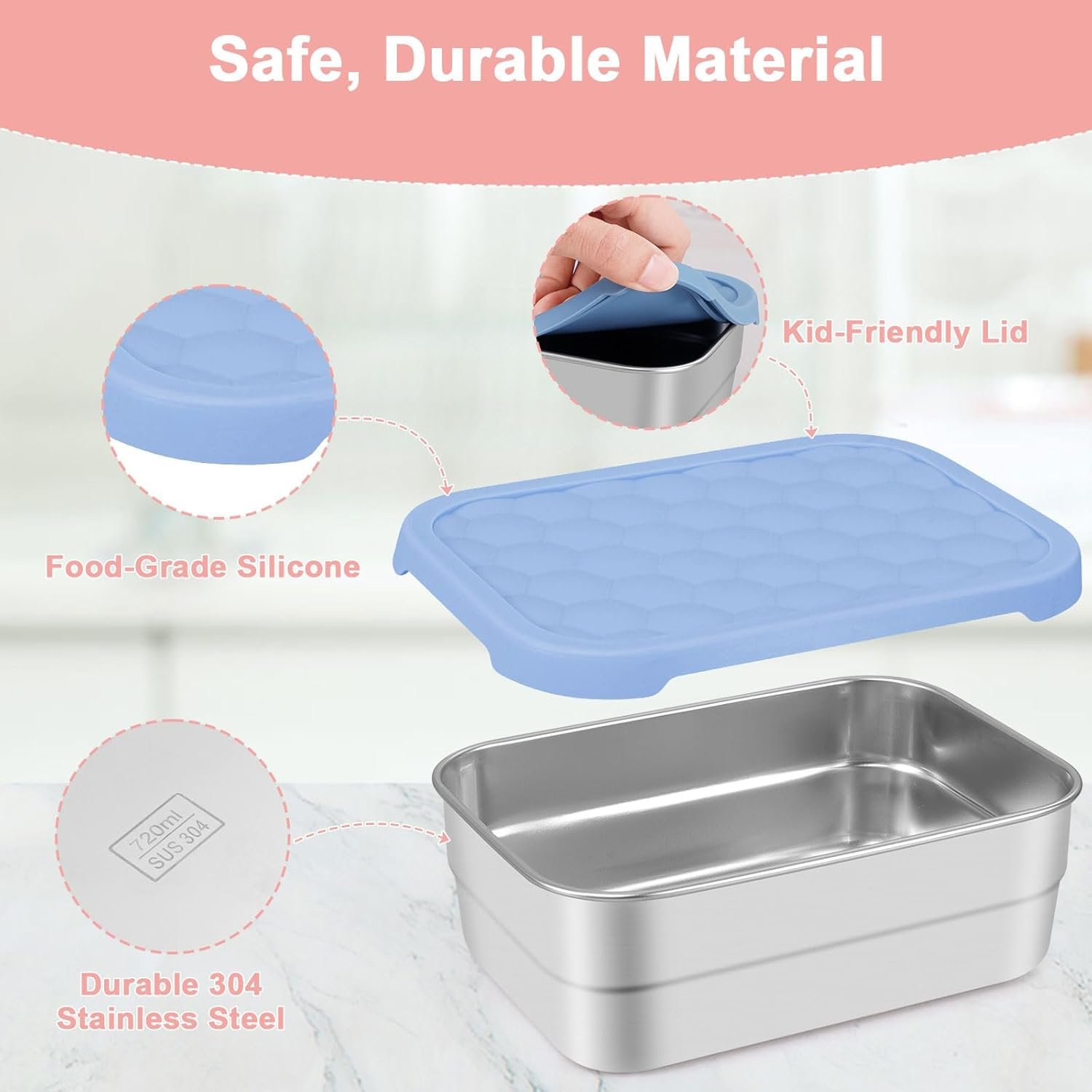 Großhandel 3-Pack Bento Lunch Box, 720ml Edelstahl Lebensmittelbehälter mit Silikondeckeln, wiederverwendbarer, auslaufsicherer Meal Prep Container für Sandwiches und Snacks, individuell bedruckbares Logo, Zubehör für Hersteller. Großhandel 3-Pack Bento Lunch Box, 720ml Edelstahl Lebensmittelbehälter mit Silikondeckeln, wiederverwendbarer, auslaufsicherer Meal Prep Container für Sandwiches und Snacks, individuell bedruckbares Logo, Zubehör für Hersteller.