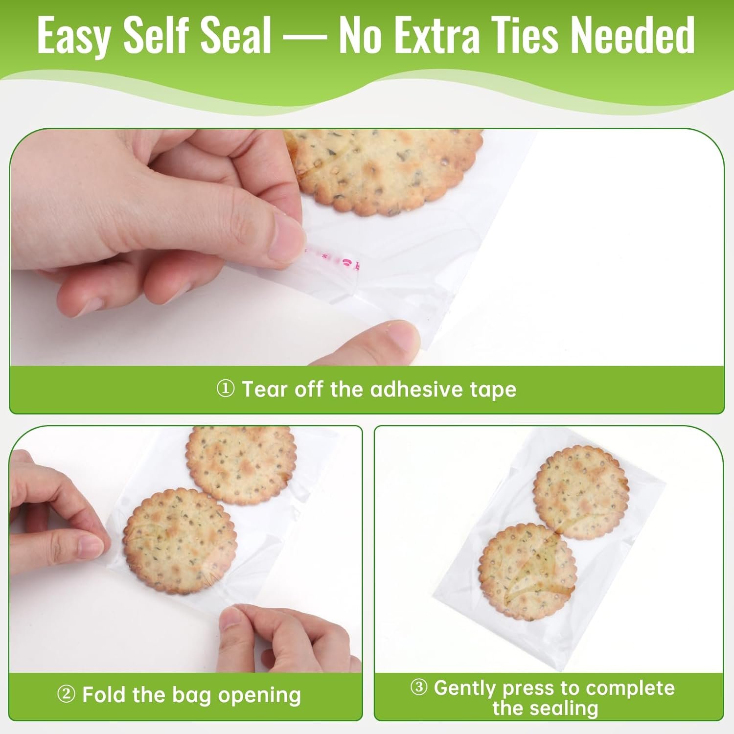 Großhandel 200 Stück klar 5×7 Zoll selbstklebende Zellophanbeutel für Lebensmittel, Resealable transparente Verpackungen für Snacks, Süßigkeiten und Kekse, individuell bedruckte Treat Wrappers für Hochzeiten und Geburtstagsfeiern, Hersteller, Eigenmarke.