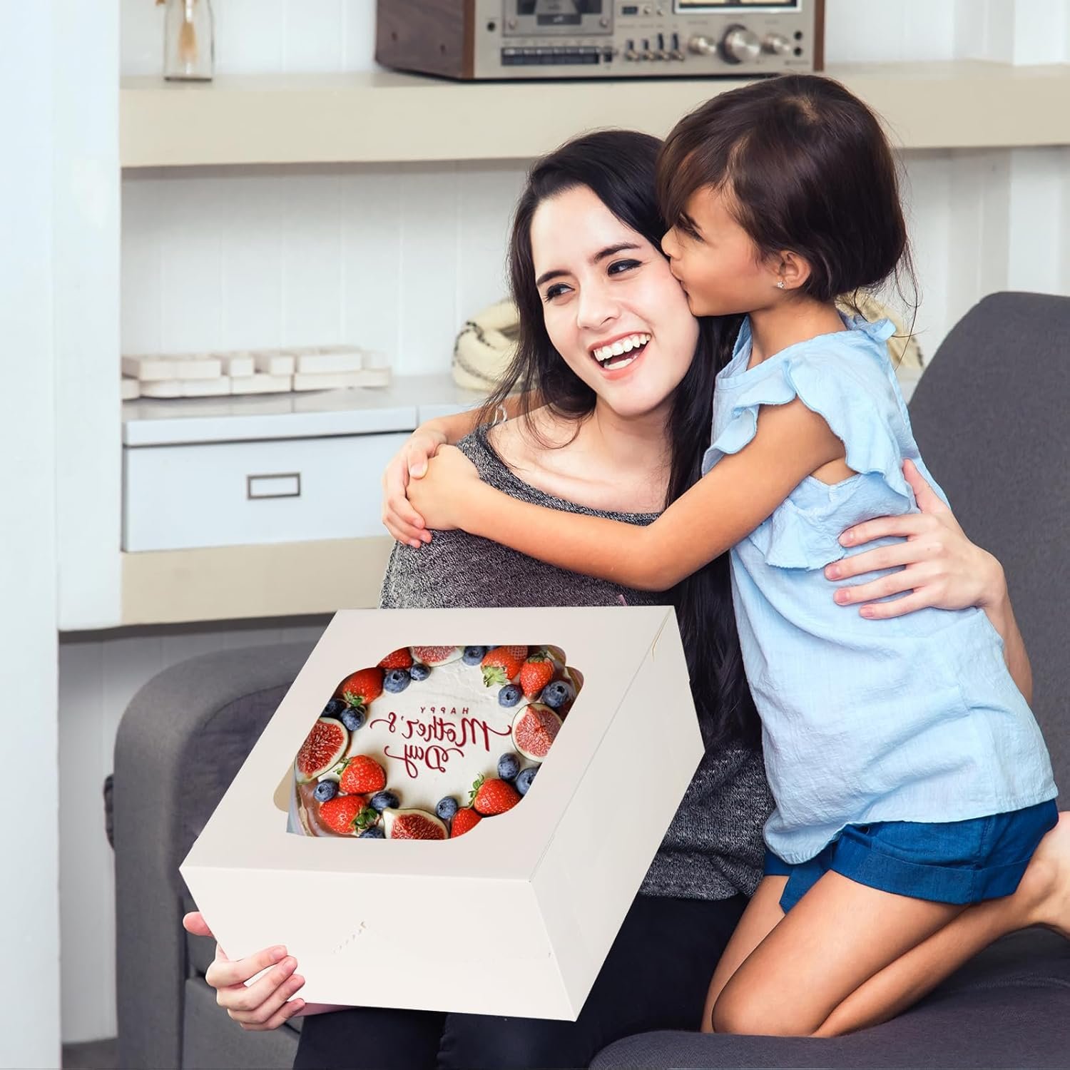 Großhandel 20 Stück Kuchenboxen, 12x12x6 Zoll weiße Backboxen mit Fenster, Einweg Kuchenbehälter für Valentinstag, Muttertag, OEM, Bulk, Patisserie, Kekse