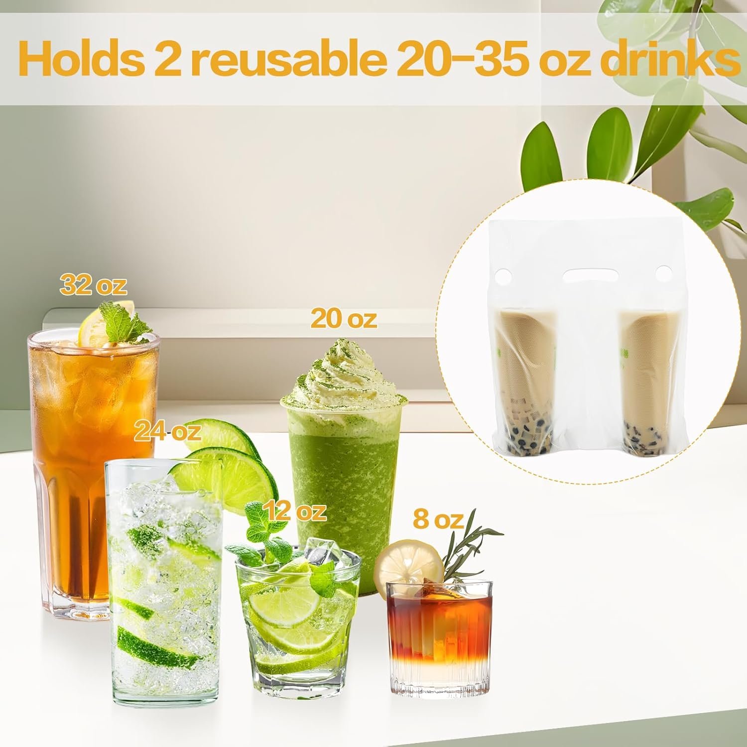 Großhandel 250 Stück Tragbare Trinkbeutel, 2 Tassen Kunststoffverpackung für Getränke, Trägerhalter für Kaffee und Saft, 11,8 x 3 x 11 Zoll - Klar, Individuelles Logo, OEM Hersteller