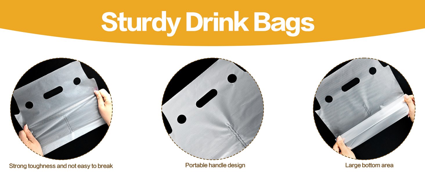 Großhandel 250er Pack tragbare Beutel für Getränke, 2 Tassen Kunststoffverpackung, Halter für Lieferung von Kaffee, Saft, individueller Logo-Druck, 11,8 x 3 x 11 Zoll - Transparent, Herstellerqualität