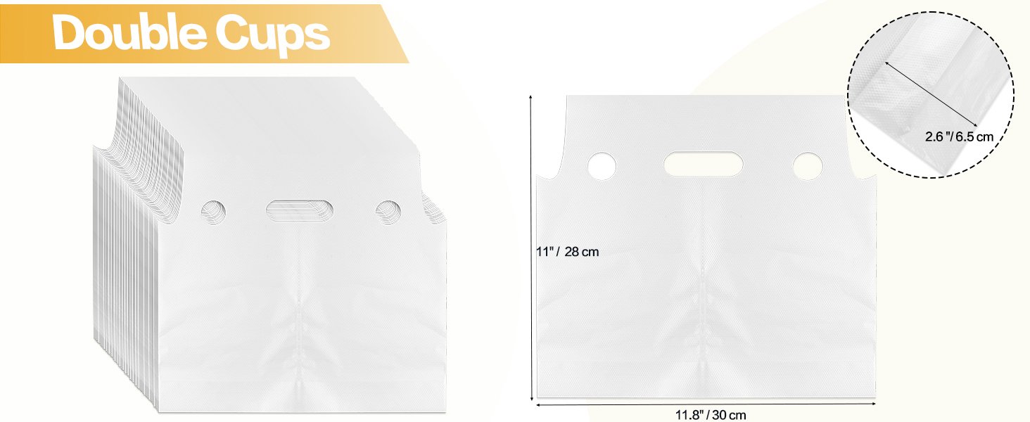 Großhandel 250er Pack tragbare Beutel für Getränke, 2 Tassen Kunststoffverpackung, Halter für Lieferung von Kaffee, Saft, individueller Logo-Druck, 11,8 x 3 x 11 Zoll - Transparent, Herstellerqualität