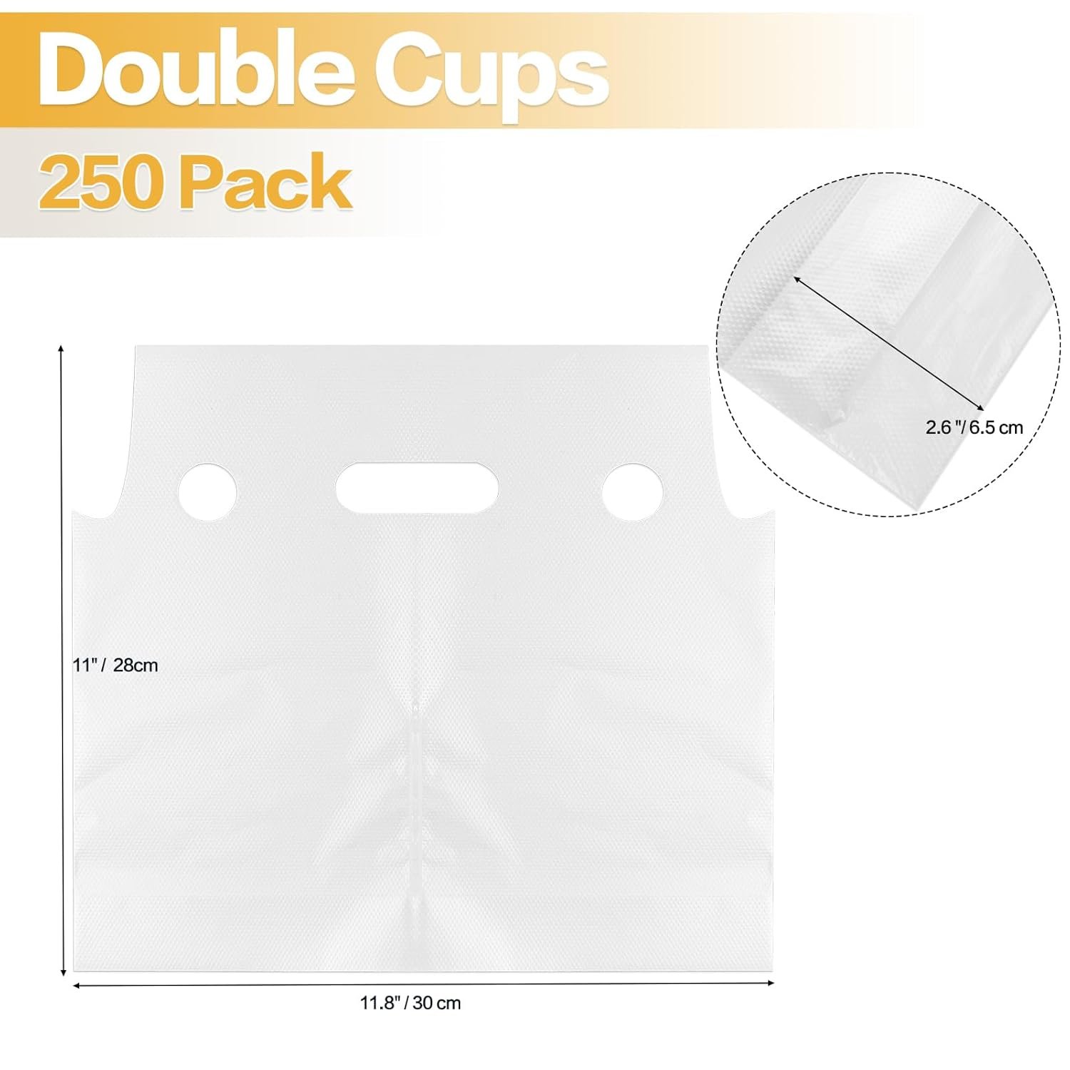 Großhandel 250er Pack tragbare Beutel für Getränke, 2 Tassen Kunststoffverpackung, Halter für Lieferung von Kaffee, Saft, individueller Logo-Druck, 11,8 x 3 x 11 Zoll - Transparent, Herstellerqualität