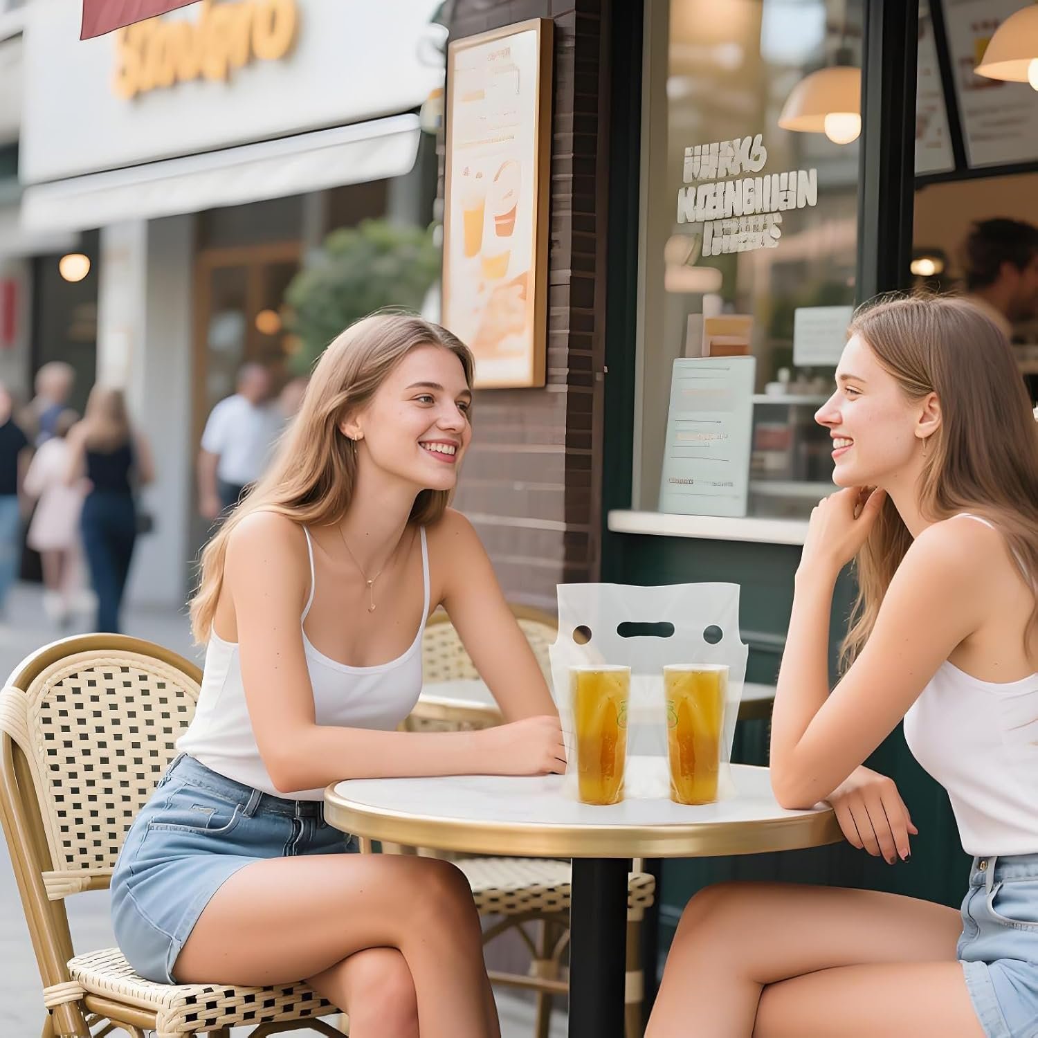 Großhandel 250er Pack tragbare Beutel für Getränke, 2 Tassen Kunststoffverpackung, Halter für Lieferung von Kaffee, Saft, individueller Logo-Druck, 11,8 x 3 x 11 Zoll - Transparent, Herstellerqualität