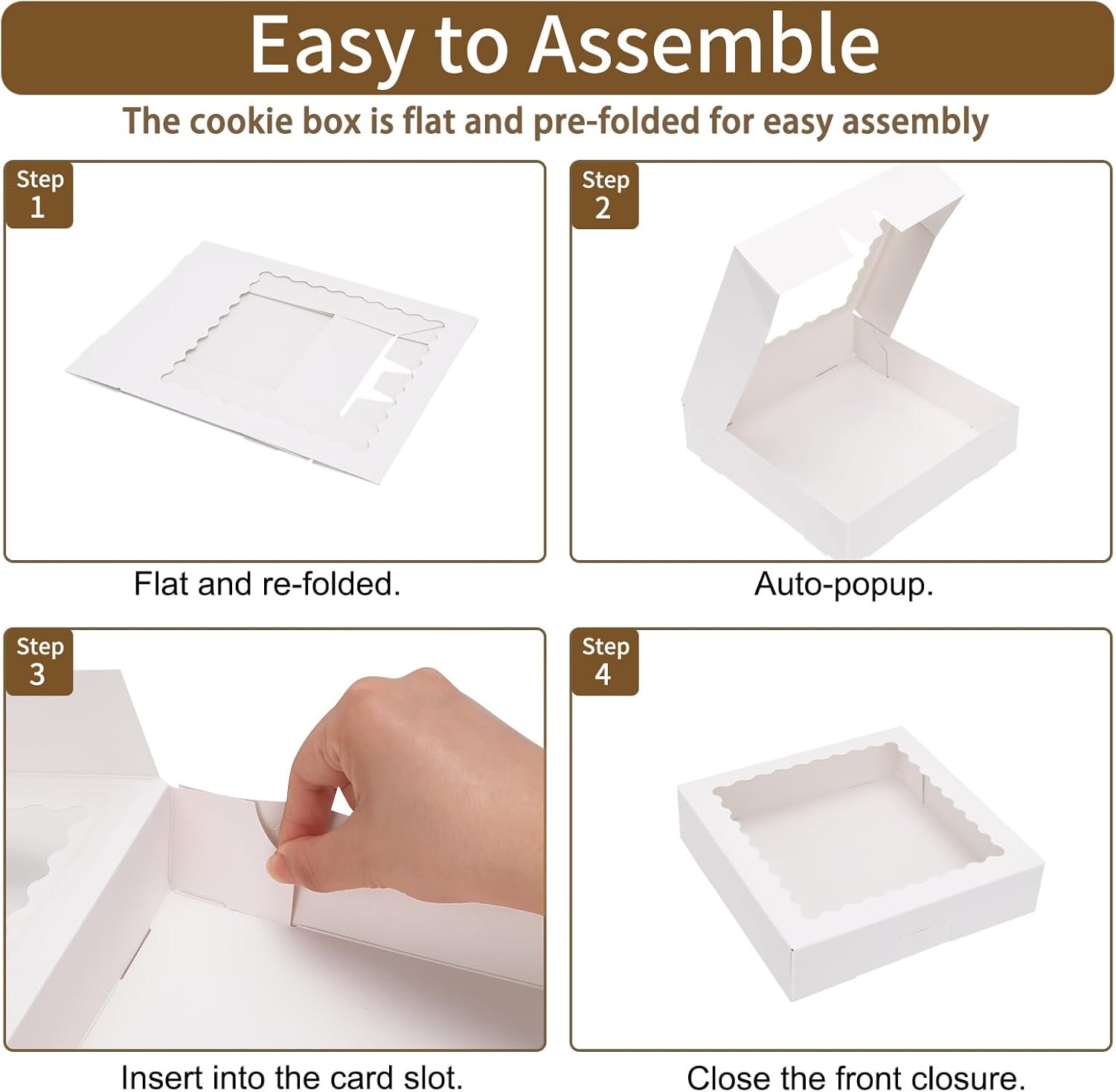 Großhandel 12 Stück 8x8x2 Zoll Auto-Popup-Kekse mit Fenster, weiße Verpackungen für Schokolade, Erdbeeren, Donuts, Desserts, Gebäck, Individuelles Logo, Hersteller für Großmenge. Großhandel 12 Stück 8x8x2 Zoll Auto-Popup-Kekse mit Fenster, weiße Verpackungen für Schokolade, Erdbeeren, Donuts, Desserts, Gebäck, Individuelles Logo, Hersteller für Großmenge.