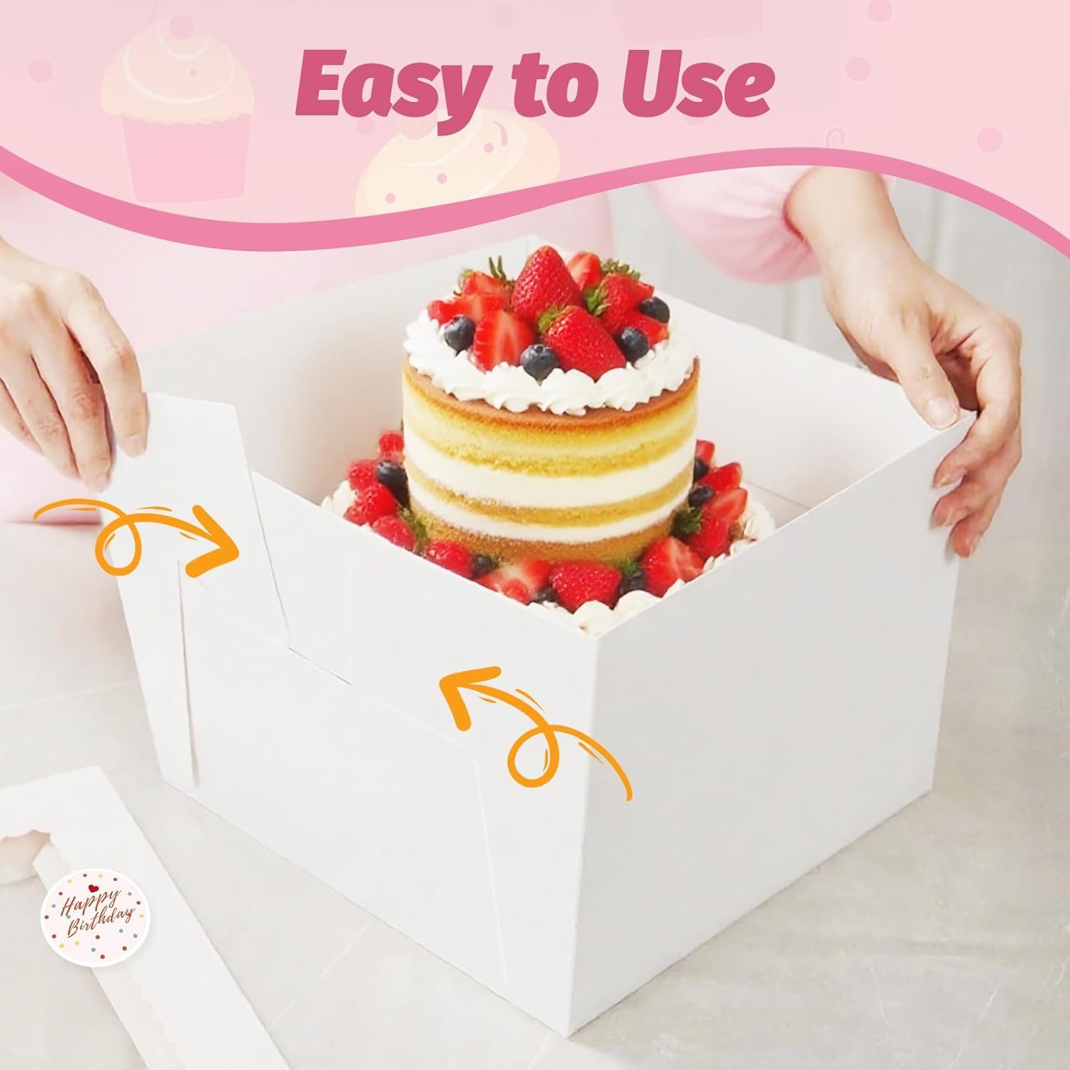 Großhandel 15 Stück Kuchenboxen, 10x10x8 Zoll hohe Kuchenbox mit Fenster, weiße Bäckereiboxen für Cookies, individualisiertes Logo, Bäckereiboxen mit Aufklebern, Treat Boxes für Torte, Macarons, Donuts, Torten, Kekse, Hochzeit, Geburtstag, Party, OEM Hersteller