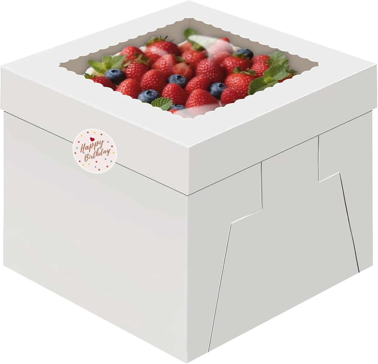 Großhandel 15 Stück Kuchenboxen, 10x10x8 Zoll hohe Kuchenbox mit Fenster, weiße Bäckereiboxen für Cookies, individualisiertes Logo, Bäckereiboxen mit Aufklebern, Treat Boxes für Torte, Macarons, Donuts, Torten, Kekse, Hochzeit, Geburtstag, Party, OEM Hersteller