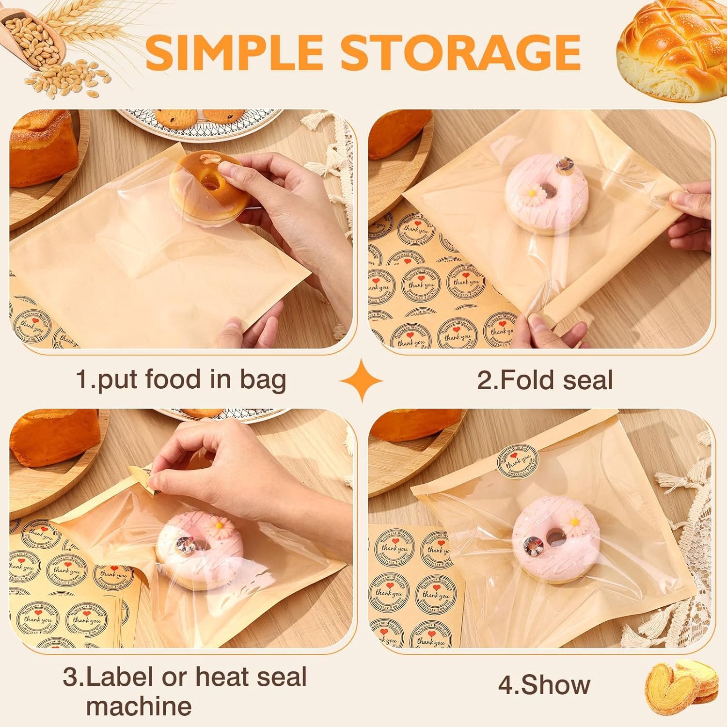 Großhandel 250 Stück Cookie-Tüten mit Versiegelung, 7,5 x 7,1 Zoll Backtüten, hitzebeständige, ölfeste Papierverpackung für Snacks und Brot mit eigenen Aufklebern, Hersteller für individuelle Logos und Eigenmarken. Großhandel 250 Stück Cookie-Tüten mit Versiegelung, 7,5 x 7,1 Zoll Backtüten, hitzebeständige, ölfeste Papierverpackung für Snacks und Brot mit eigenen Aufklebern, Hersteller für individuelle Logos und Eigenmarken.