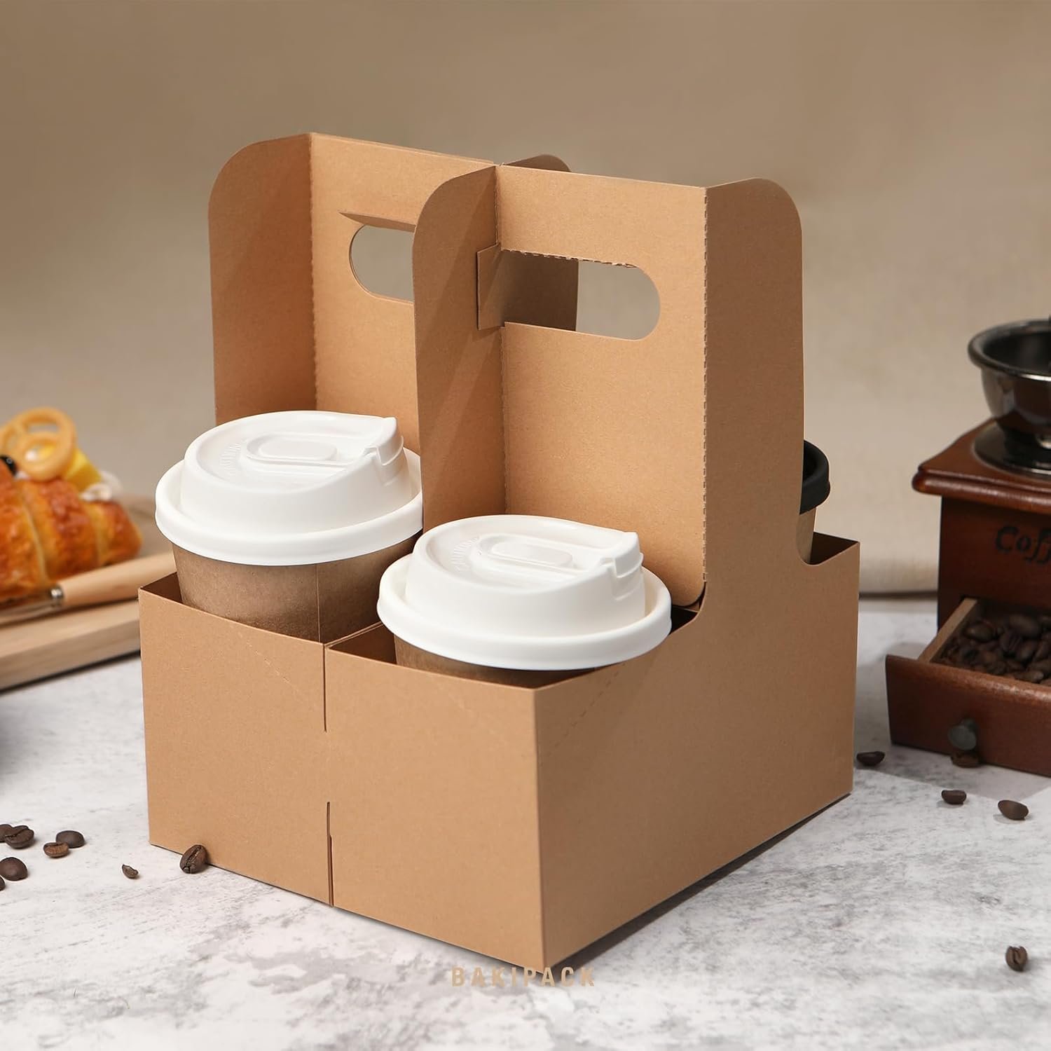 Großhandel 2 Cup Drink Carrier mit Griffen, 30 Sets Kraftpapierbecherträger für 12-20 oz als To-Go Kaffeebecherhalter, für heiße und kalte Getränke, Lieferant für Takeout, Café und Restaurant Food Service Delivery, Individuelles Logo. Großhandel 2 Cup Drink Carrier mit Griffen, 30 Sets Kraftpapierbecherträger für 12-20 oz als To-Go Kaffeebecherhalter, für heiße und kalte Getränke, Lieferant für Takeout, Café und Restaurant Food Service Delivery, Individuelles Logo.