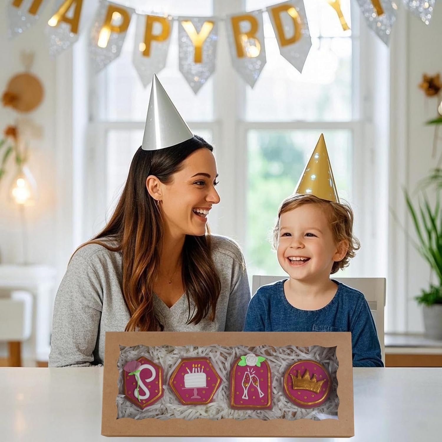 Großhandel 50 Stück 12x5x1,5 Zoll braune Verpackungen für Kekse mit Fenster, Macaron-Boxen, Trüffel-Boxen, Brownie-Boxen für individuelle Logos, Hersteller von Geschenkschachteln für Weihnachten, Valentinstag, Vatertag, Muttertag.