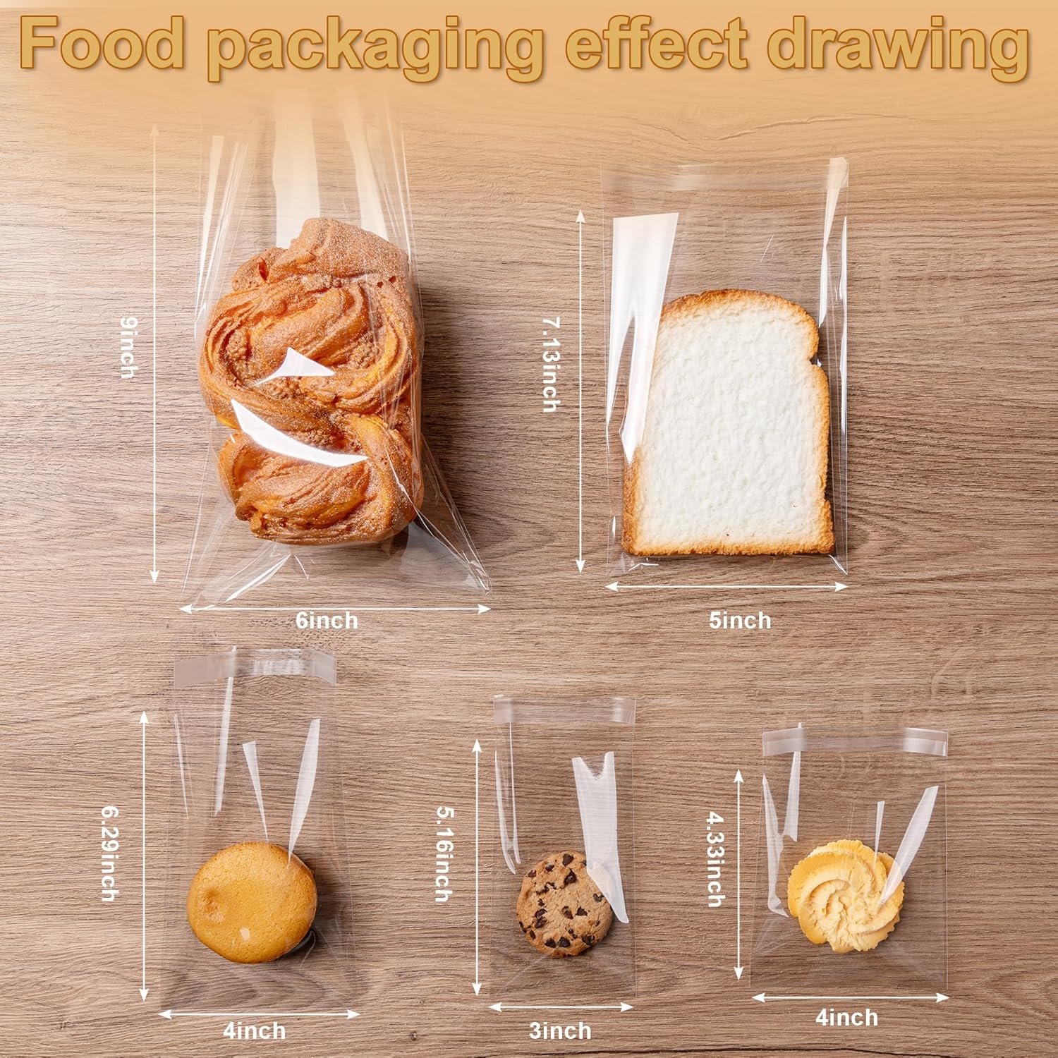 Großhandel Cellophan-Tüten 4x6 Zoll, 200 Stück, resealable Cookie-Tüten für Geschenke, Verpackungen von Süßigkeiten, Desserts, Bäckerei und Partygeschenken, individueller Druck, Fabriklieferungen, Bulk-Bestellungen.