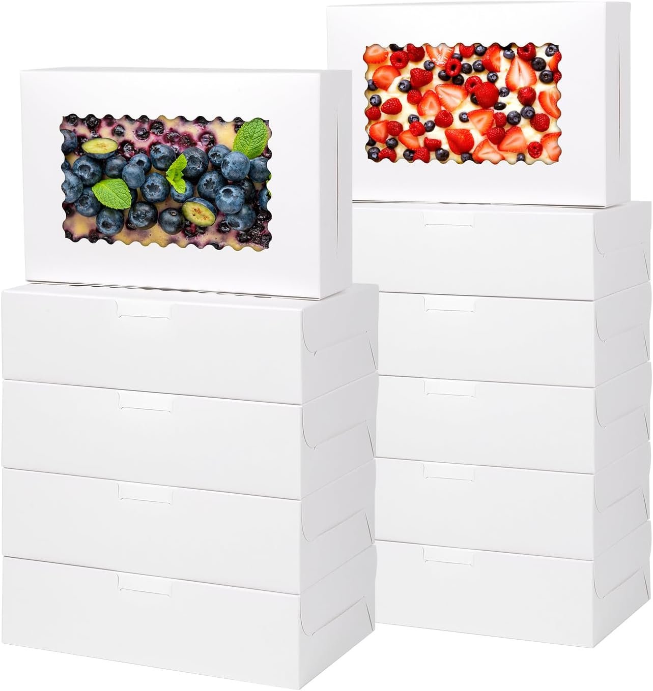 Großhandel 36 Stück große Bakery-Boxen 9x6x2,5 Zoll mit Fenster für Pies, Schokolade, Erdbeeren, Muffins, Donuts, Gebäck und Desserts, Individuelles Logo, OEM, Bulk