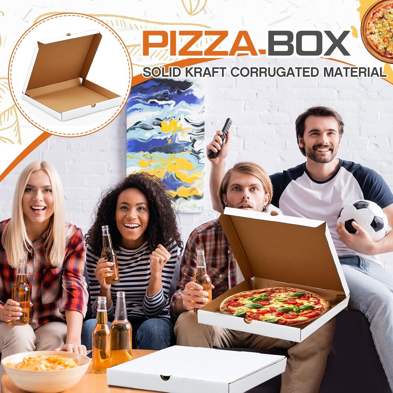 Großhandel 10 Stück Pizza Boxes 16 x 16 Zoll, Hersteller von gewellten, fettdichten Kraft-Takeout-Containern für selbstgemachte Kuchen, Kekse, Lebensmittel und Bastelarbeiten – individuelles Logo möglich.
