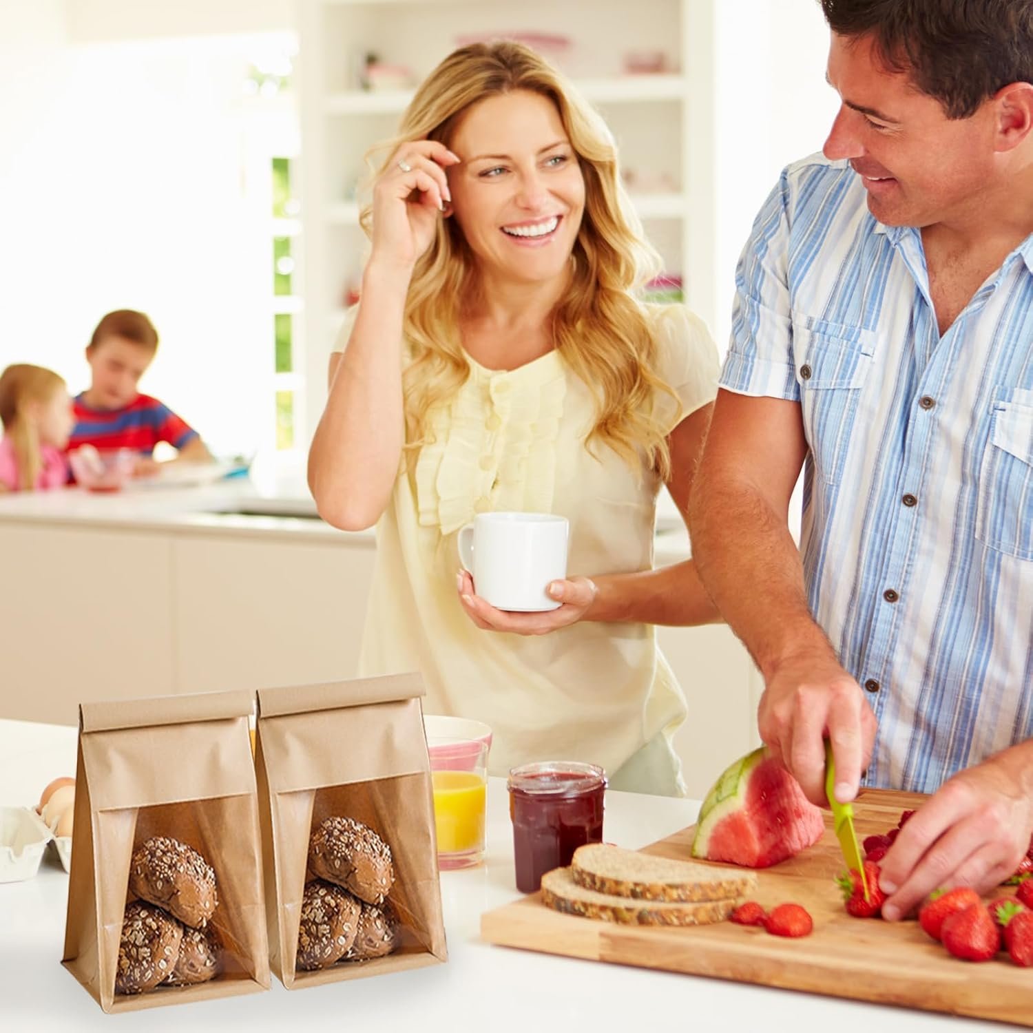 Großhandel 100 Stück Papiertüten mit Fenster, 5,1 x 4,3 x 11,2 Zoll, Braune Tin Tie Tab Lock Tüten für Plätzchen Verpackung, OEM Kraftpapier Tüten für Geschenke und Hochzeitsgäste, Hersteller für Bulk-Bestellungen